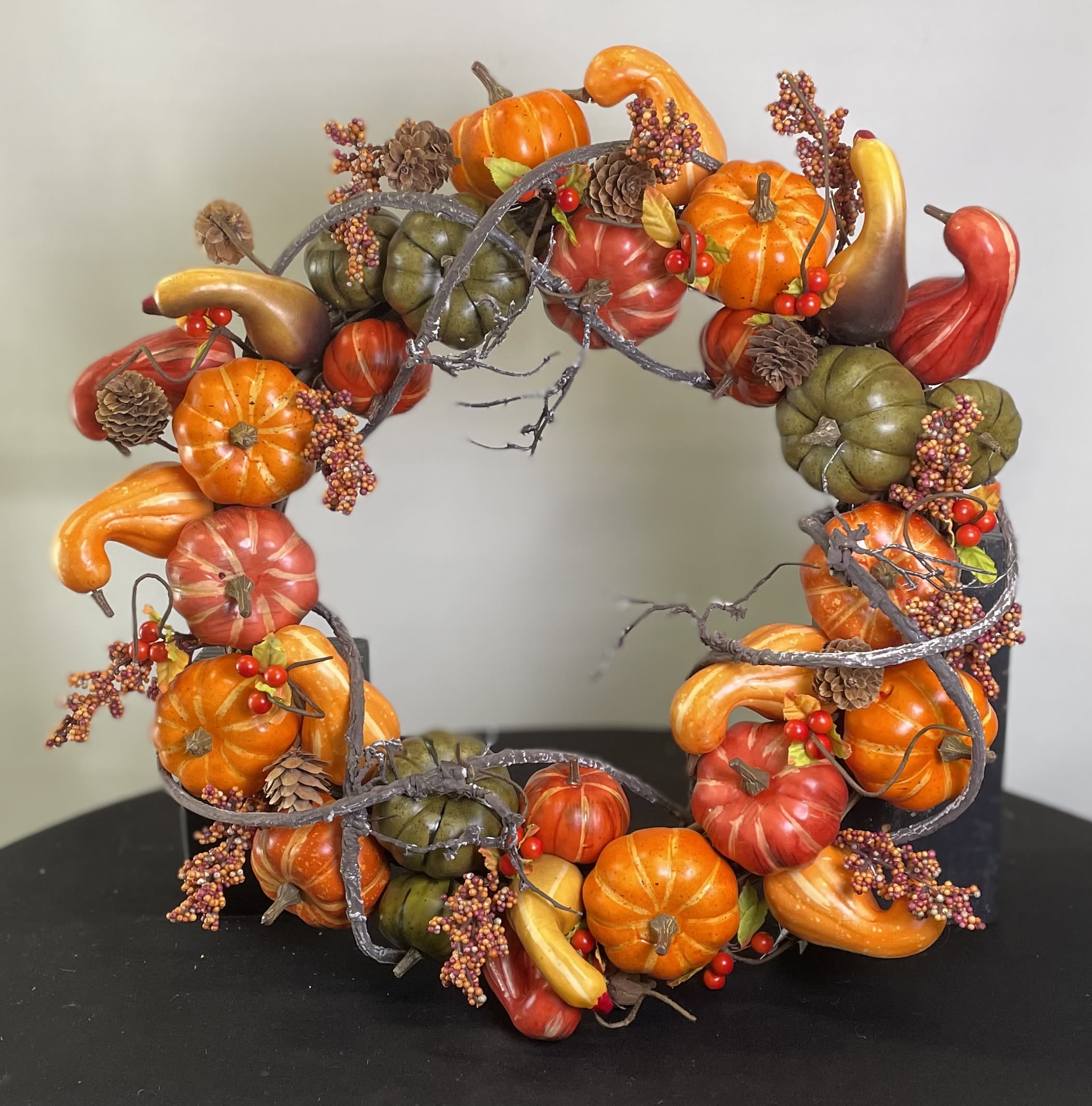 Pumpkin Wreath - Great for any door or use as a centerpiece around a candle or hurricane.