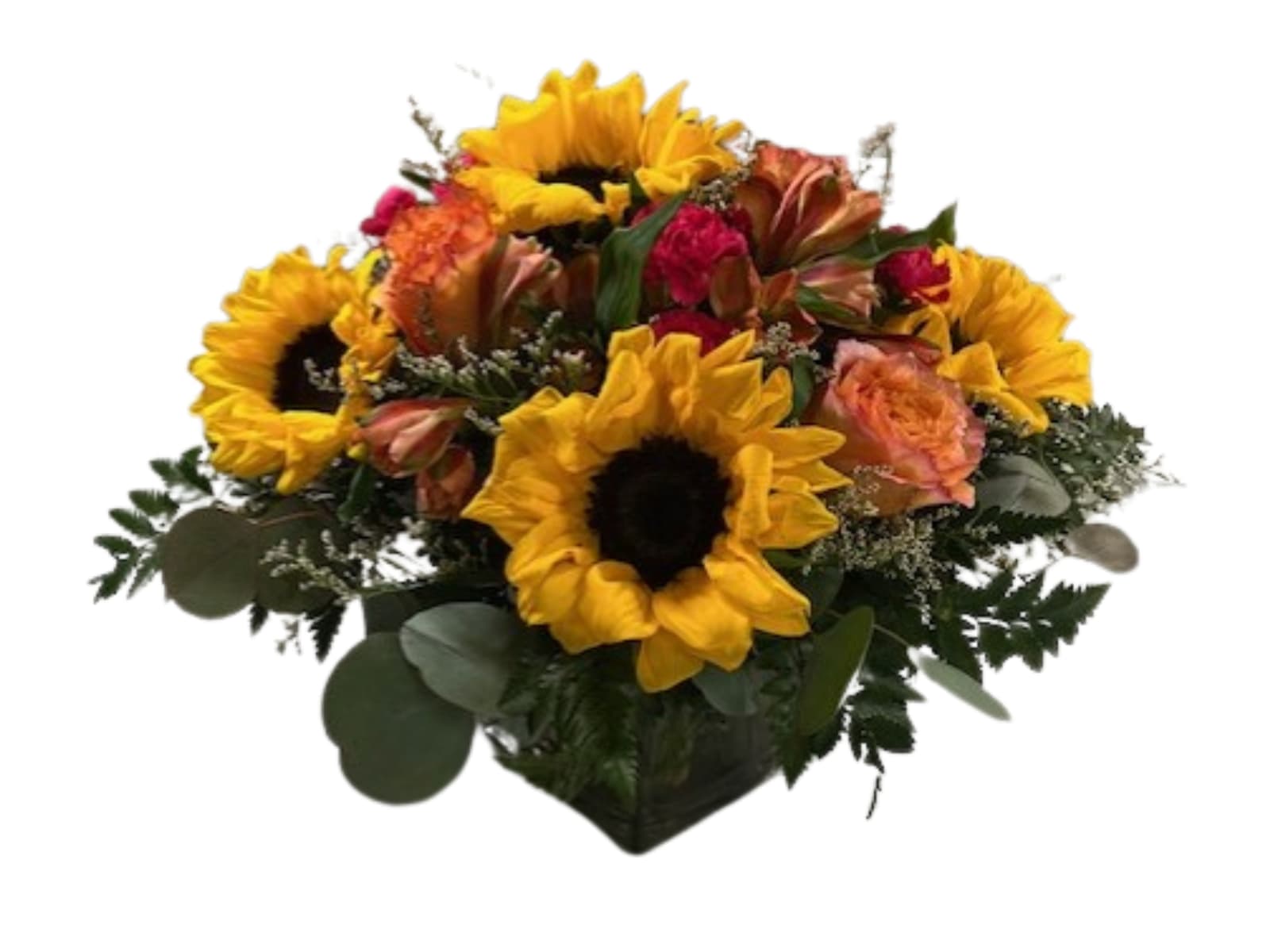You Are My Sunshine You Are My Sunshine - Large mounded flower arrangement featuring sunflowers and roses. Substitutions may vary depending on availability, but will be as similar as possible.