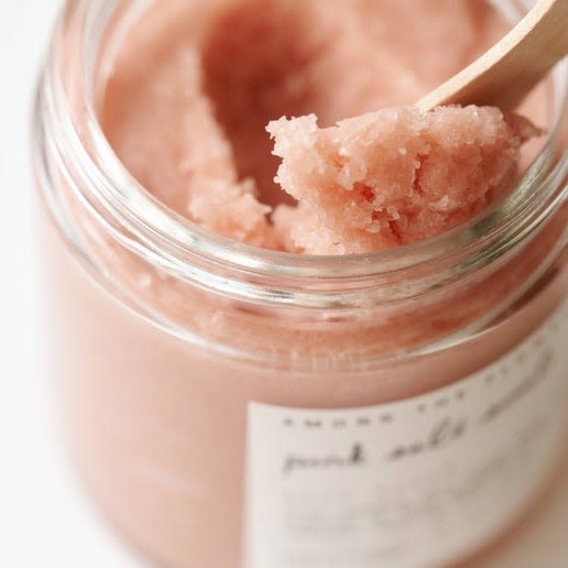 Pink Salt - Among The Flowers - Salt Scrub- slough away dry, flaking skin with mineral rich salt, a burst of bright essential oils and nourishing coconut oil.