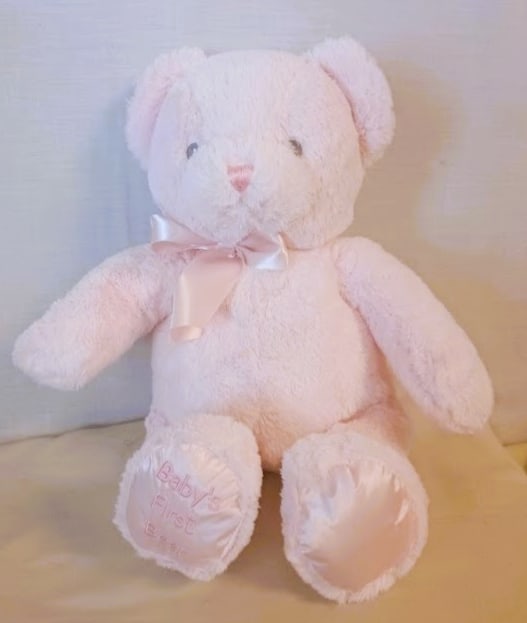 MICKIE PINK BEAR (LOCAL PICK UP AND DELIVERY ONLY) MICKIE PINK BEAR (LOCAL PICK UP AND DELIVERY ONLY) - 20″ Full Length Soft Plush With Embroidered Eyes And Baby's First Bear Embroidered On It's Foot.