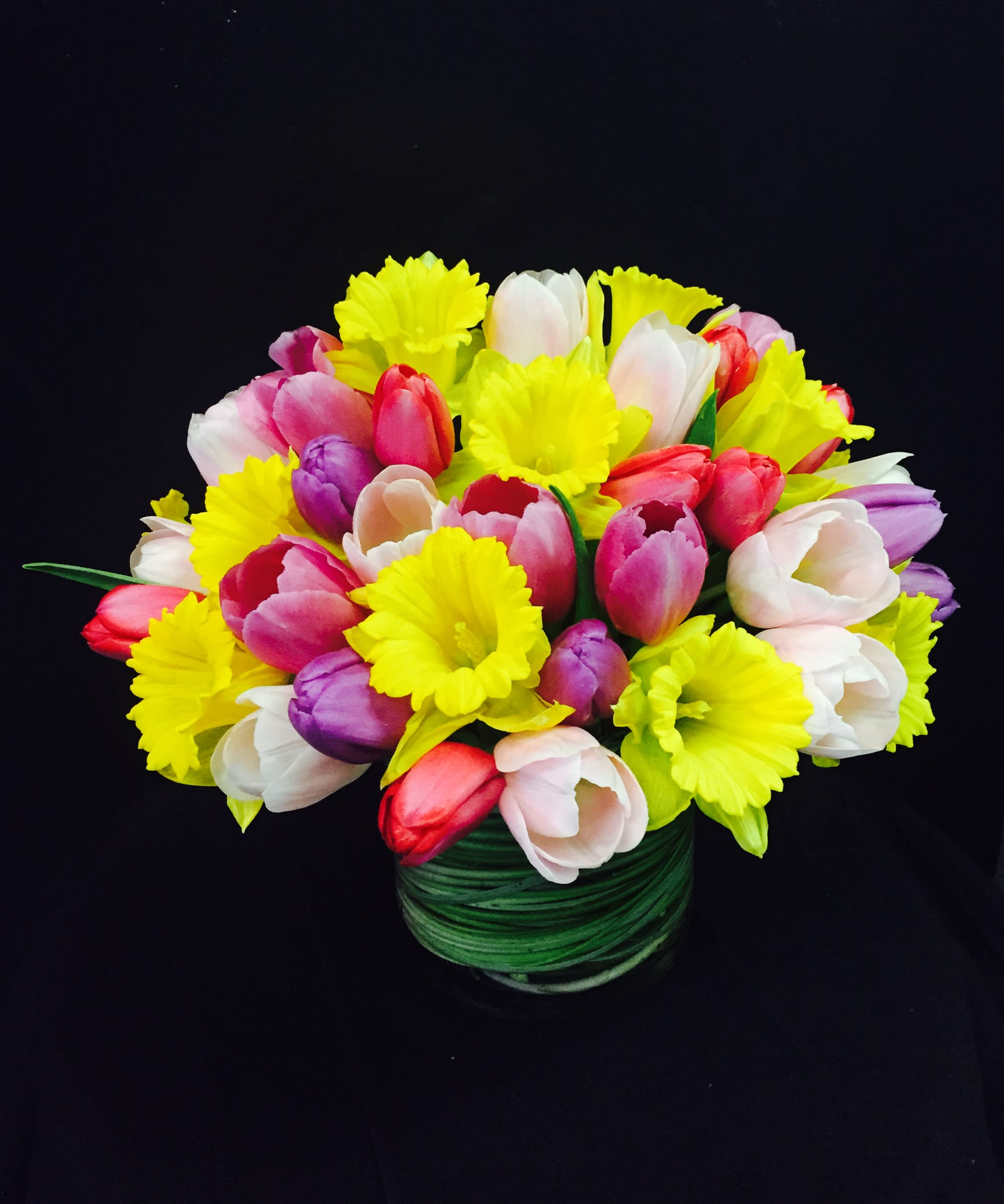 your brightness - A beautiful floral arrangement with bright tones full of joy with tulips and daffodil's