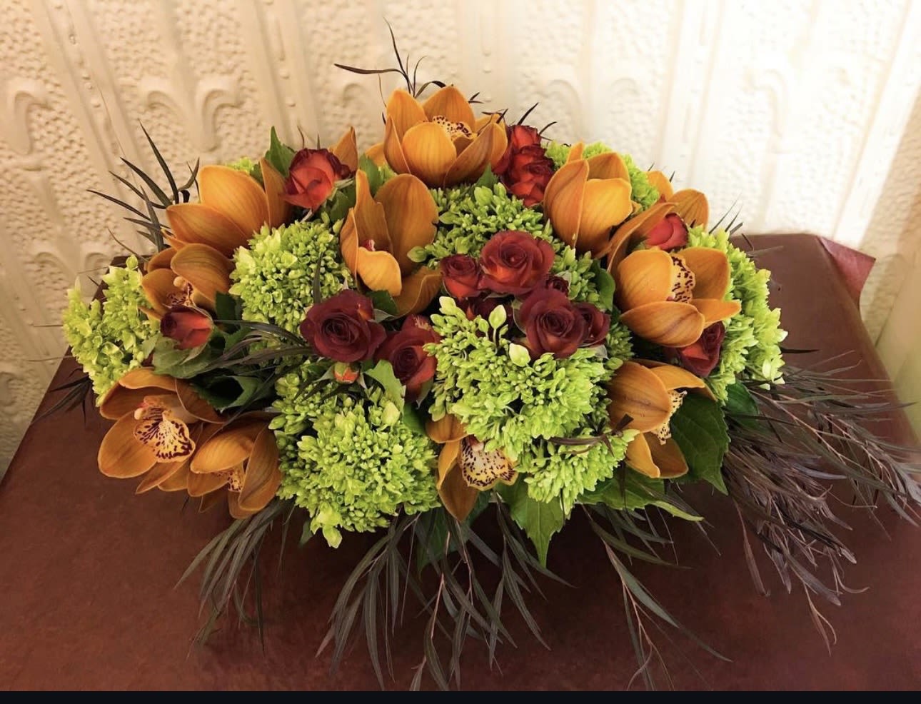 AUTUM AUTUM - beautiful cymbidium with a touch of mini green hydrangeas