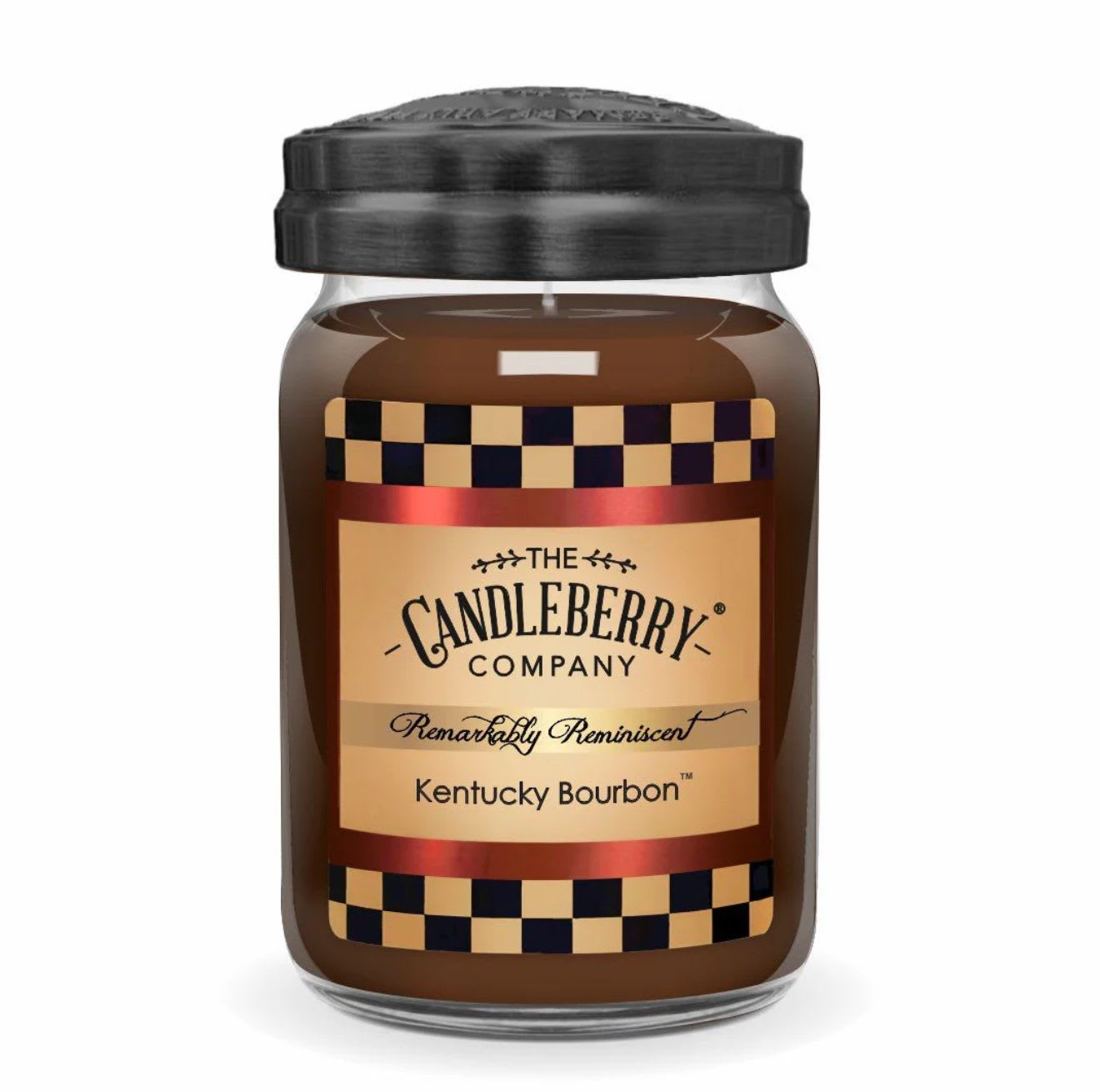 Kentucky Bourbon™, Large Jar Candle -- Candleberry Candle Co. - We are the only company in the world allowed to call a candle &quot;Kentucky Bourbon.&quot; Candleberry is the authority according to Wild Turkey, Evan Williams, Four Roses, Jim Beam, and Buffalo Trace. The strong scent includes caramel, vanilla, and just a touch of seasoning from the barrels used to age Bourbon.  Scent Notes: Top: Charred Oak, Vanilla Bourbon, Caramel Middle: Brazil Nut, Dark Amber Base: Butterscotch, Musk, Black Pepper  Product Details: Burn Time: 135-155 hours Wax Info: Soy Blend Wicks: Single wick - 100% lead-free Produced: Proudly Made in the USA Formula: Made with Advanced Fragrance Technology, Highly Scented, Clean burning