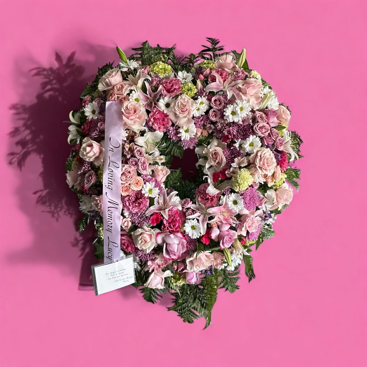 Pink Heart funeral Pink Heart funeral - BEAUTIFUL ROSES PINK AND MIX FLOWERS
