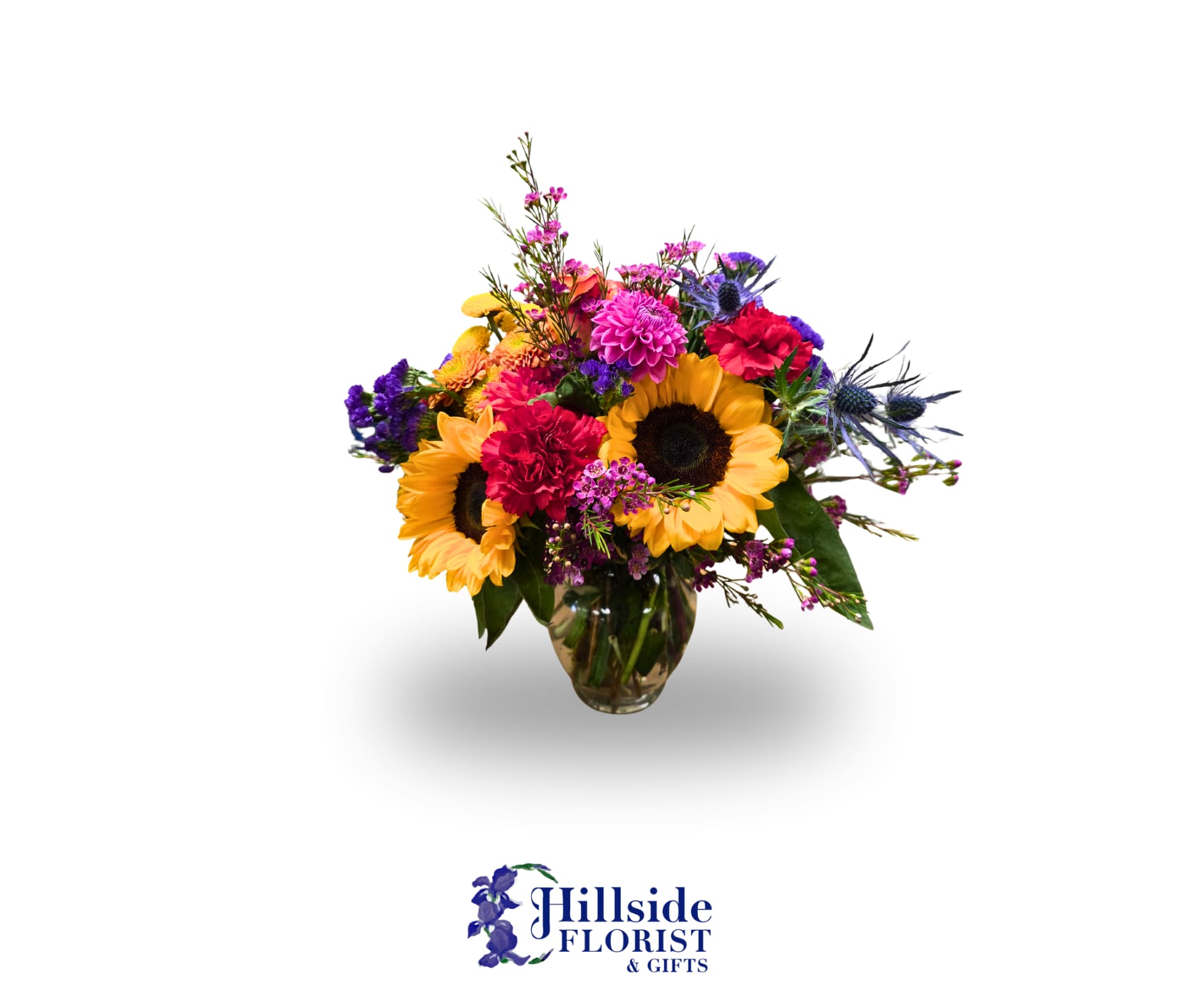 Falling for You  - It is Fall time!!!!! The best season of the year!!!! Hillside is bursting with fall flowers and we created this unique arrangement with those flowers. Perfect gift for birthdays, get wells, congrats and more!!  LOCAL DELIVERY ONLY 