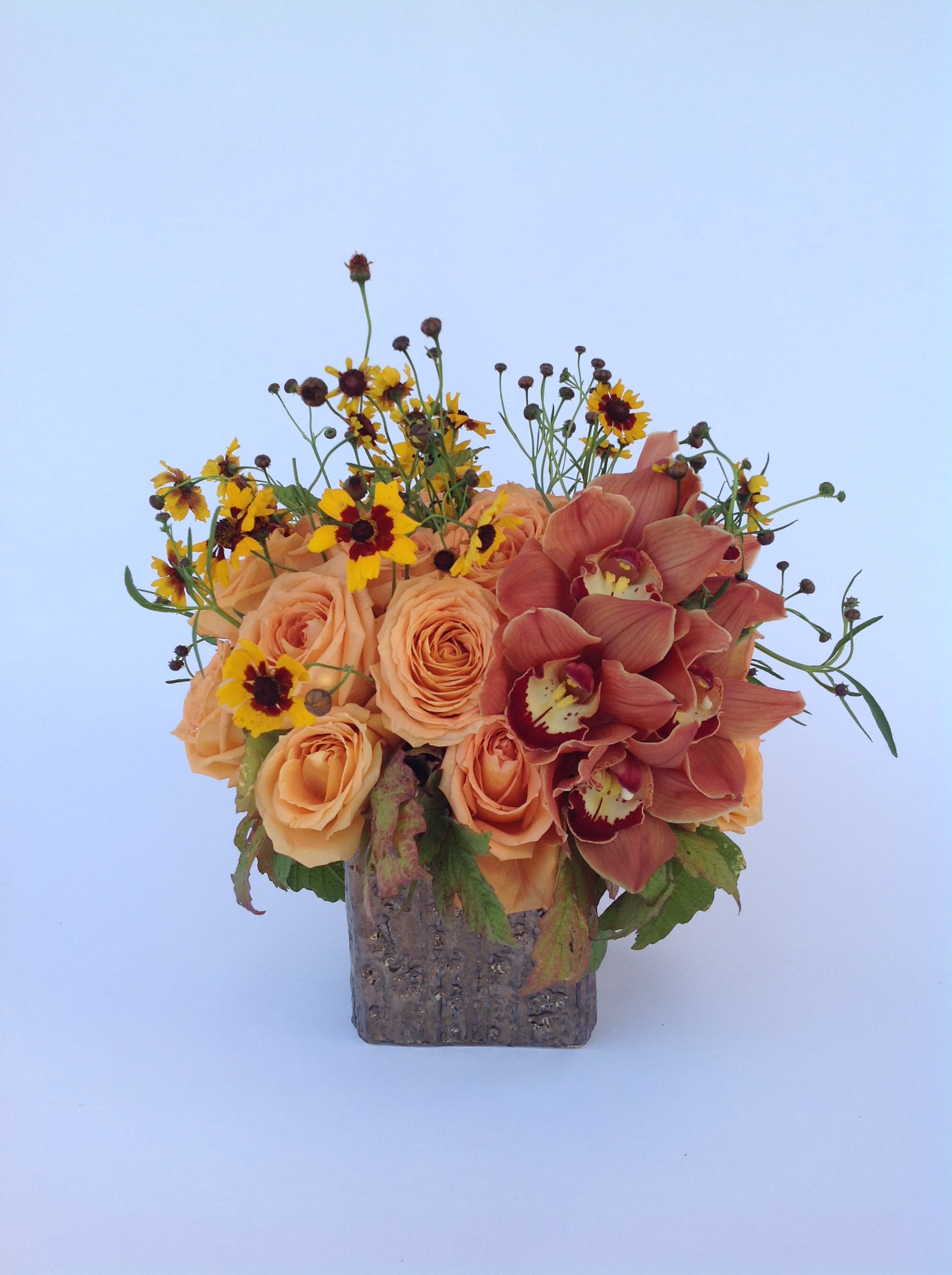 Orange Citrus - Roses, Cymbidium, Oak Leaves