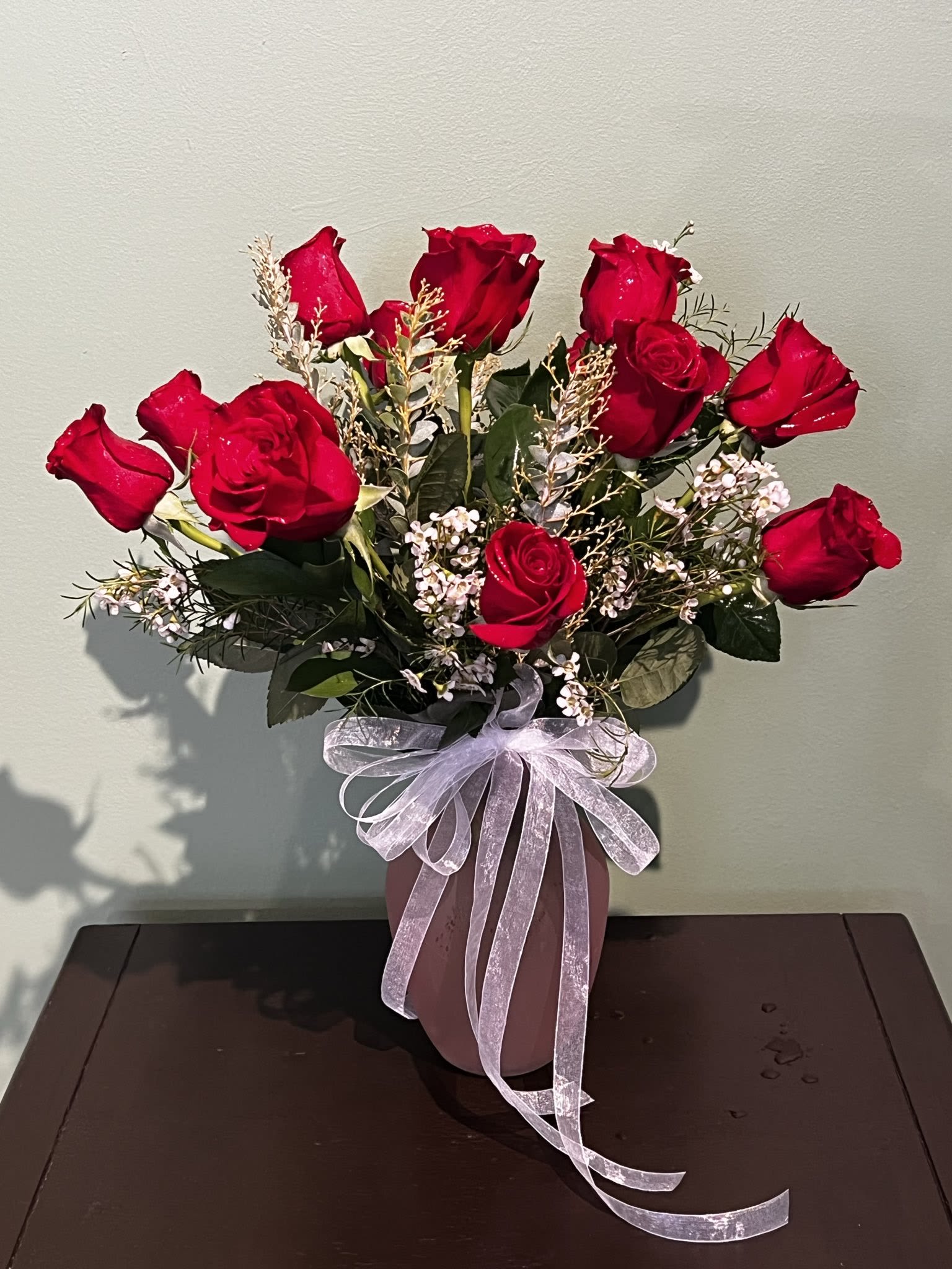 One dozen roses various colors - One dozen roses in a vase.  *Be aware that due to a global flower shortage not all colors are going to be the same as pictured*