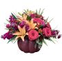 Plum Pumpkin Bouquet Plum Pumpkin Bouquet - Our plum pumpkin arrangement is perfect for any season, displaying a stunning blend of bright fall colors inside of a warming colored pumpkin!