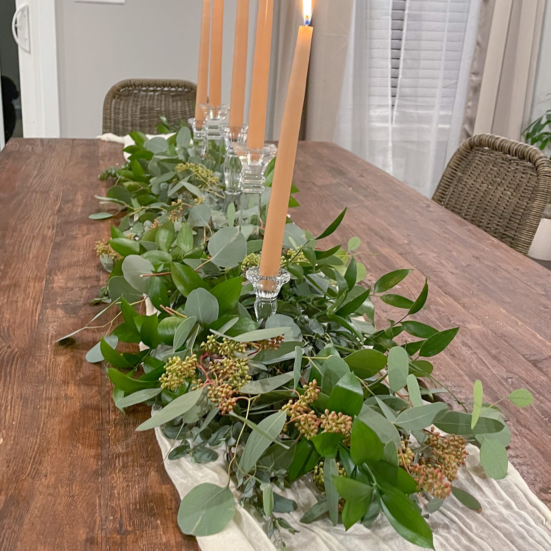 Foliage Bundle - A mixed bundle of gorgeous greens to decorate your dining room table with! A blend of Spiral Eucalyptus, Seeded Eucalyptus, Gunnii Eucalyptus, Israeli Ruscus and Italian Ruscus to compliment any table.
