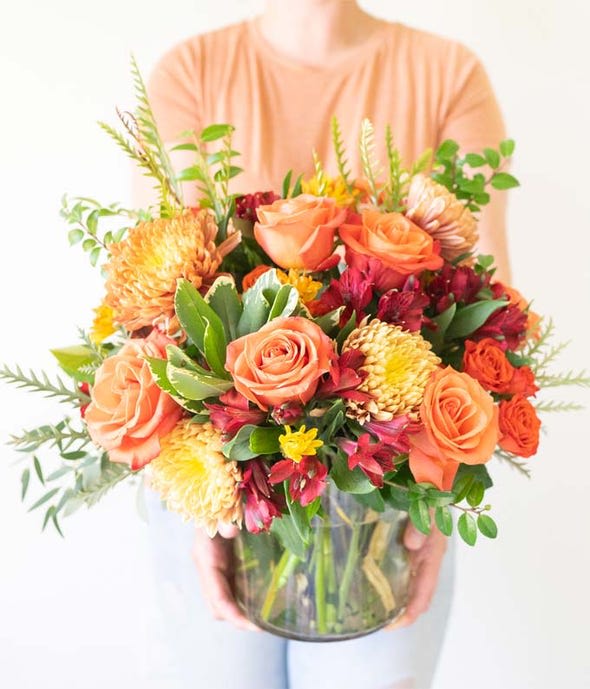 Fall Greeting - Felling holiday? Try our out beautiful fall mix flowers arrangement. Start your hello with these fall flowers.