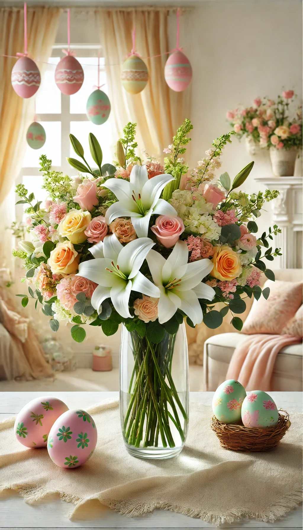 Happy Romantic Fall Happy Romantic Fall - The flowers include:  3-5 Spring roses,  3-5 hydrangeas,  3-6 orange or yellow roses,  3-6 white or pink lilies.