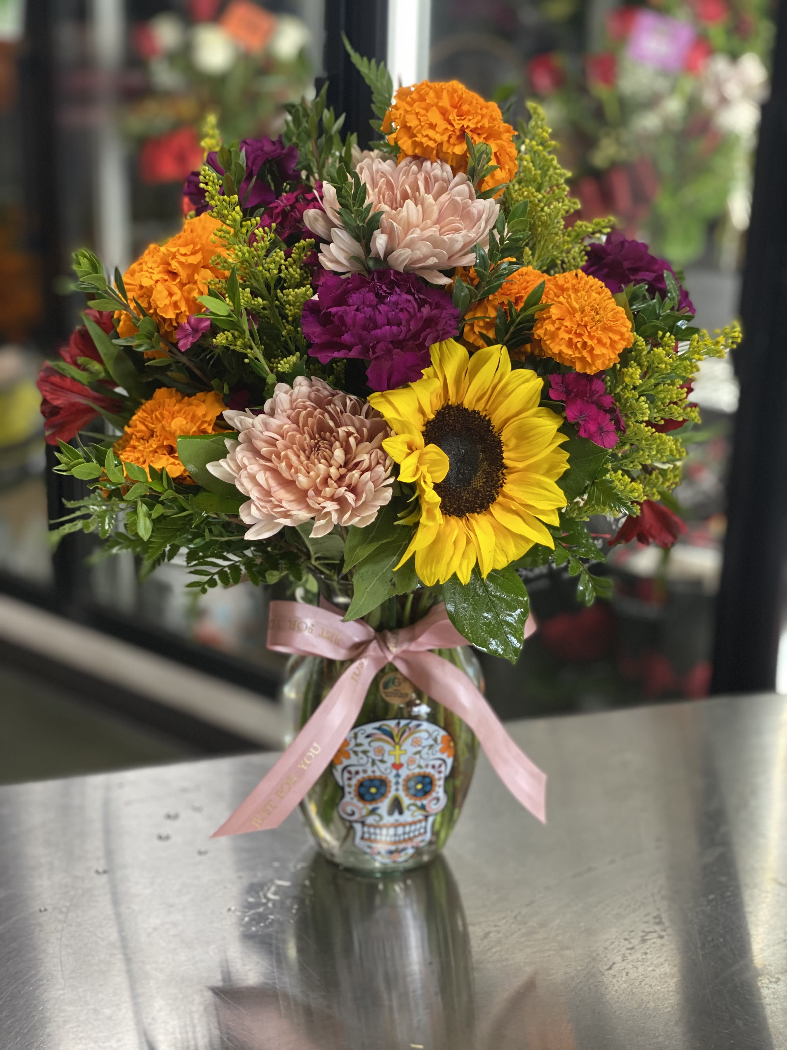 Día de los Muertos Vase Mix - This arrangement is a great idea for the Fall holidays. 