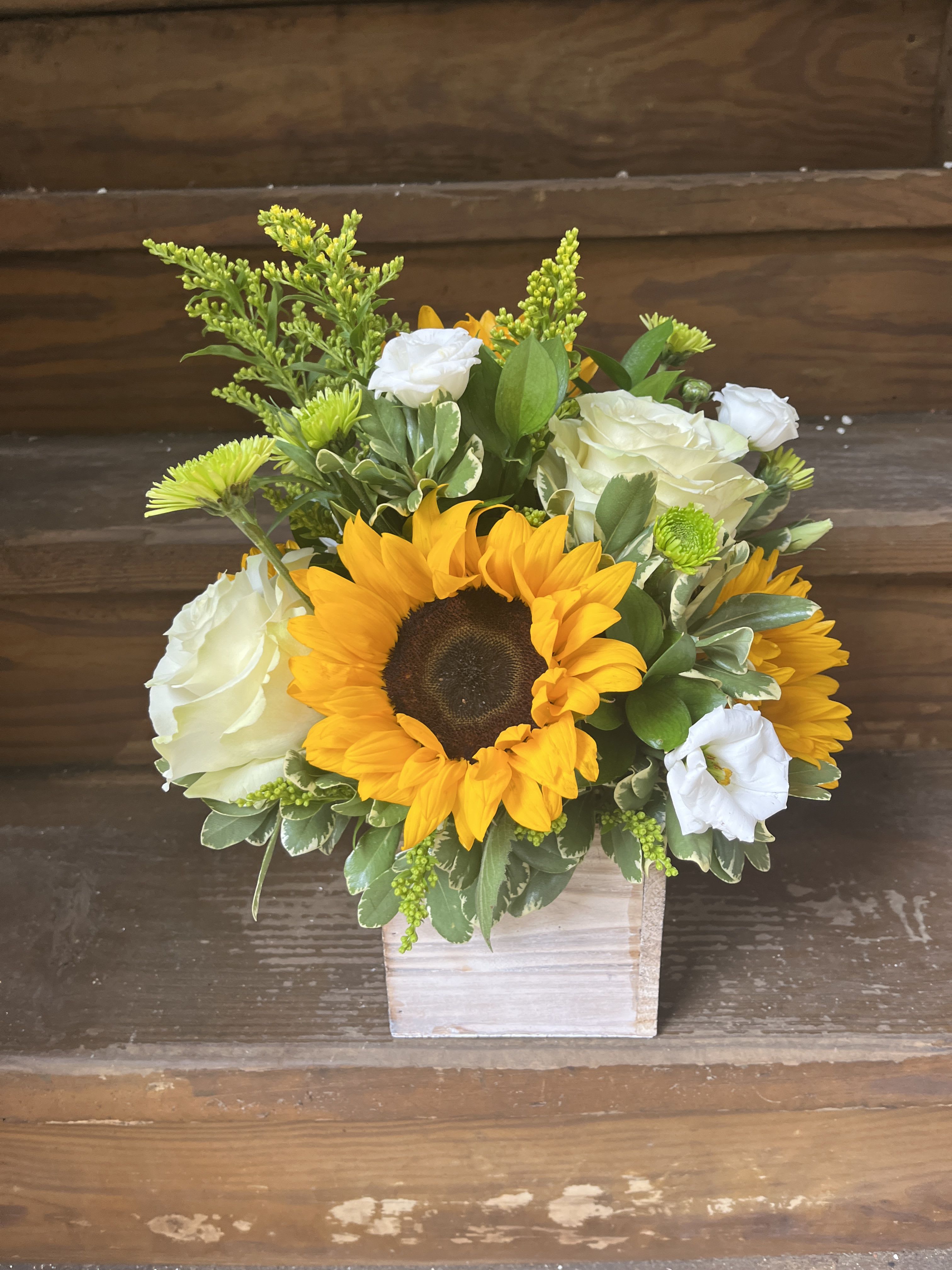 Sunny Sunflower Box  - A summery box of Sunflowers and accent flowers to create the perfect gift for any occasion.  