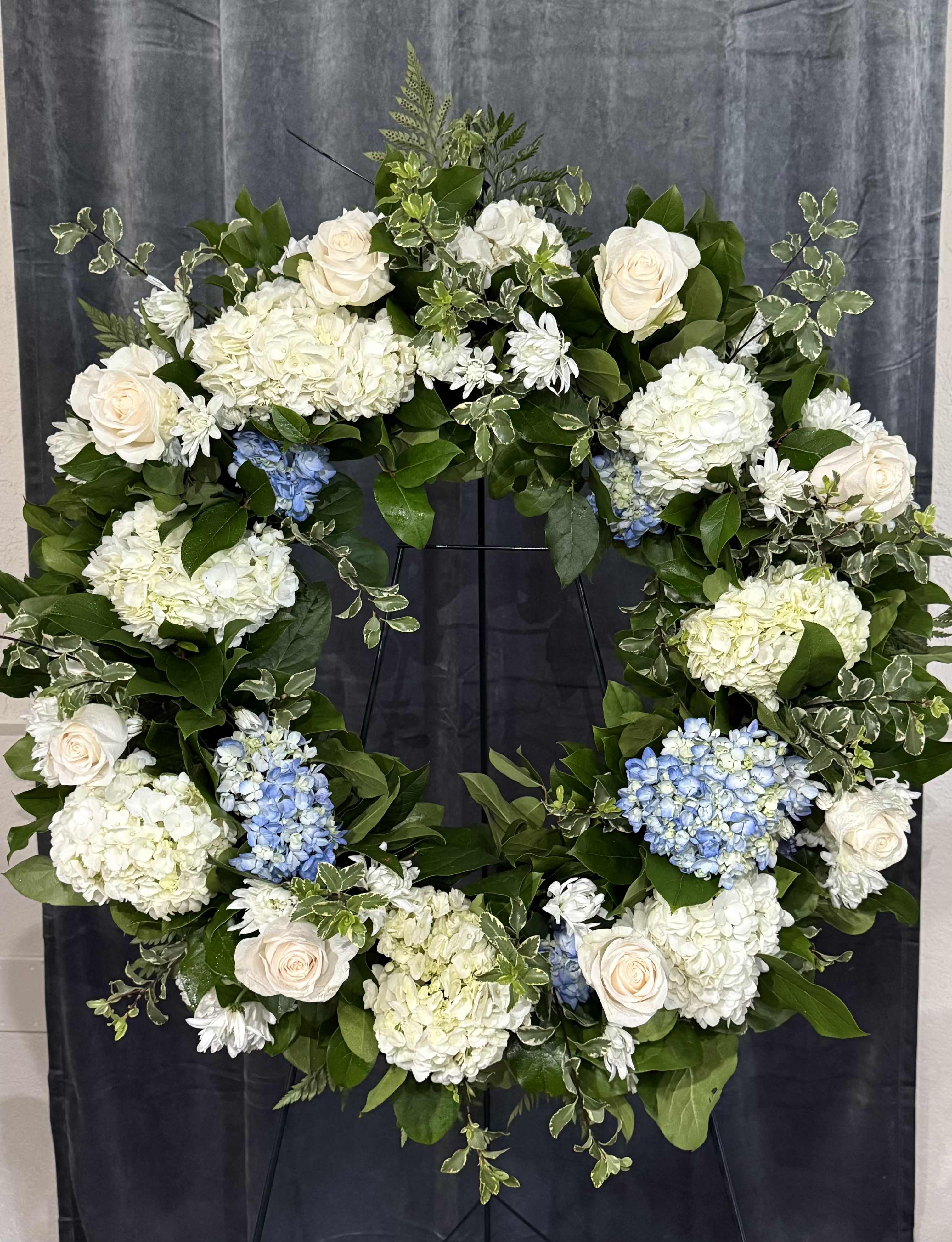 Blue and White Wreath Spray  - Blue and White Wreath Spray 
