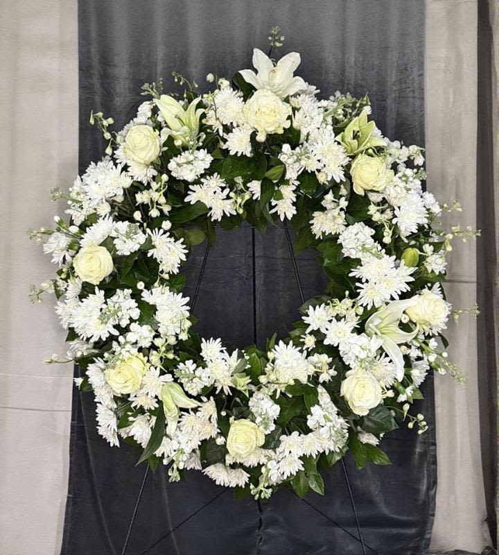 White Round Spray  - A variety of white florals 