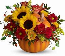 PRETTY PUMPKIN BY TELEFLORA PRETTY PUMPKIN BY TELEFLORA - MIXED FALL FLOWERS IN THIS ADORABLE CERAMIC PUMPKIN
