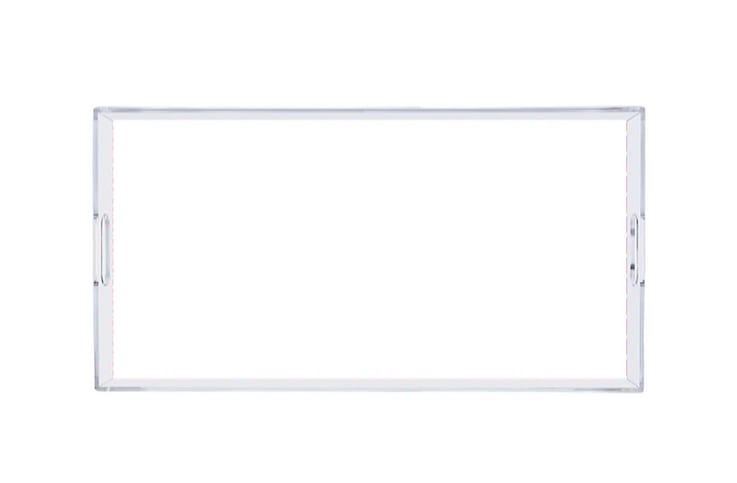 5.5x11 BLANK INTERCHANGEABLE TRAY - Why should you settle for one design when you can have multiple designs and change them out on a whim? The TAYLOR GRAY acrylic trinket tray is the perfect little sister to our original large trays. They also contain the pocket on the bottom of the tray that allows the inserts to be easily interchanged and protected. The trays are functional, fabulous and oh so cute. They are great for your bar cart, catchall or even for makeup on your vanity. The options and designs are endless!