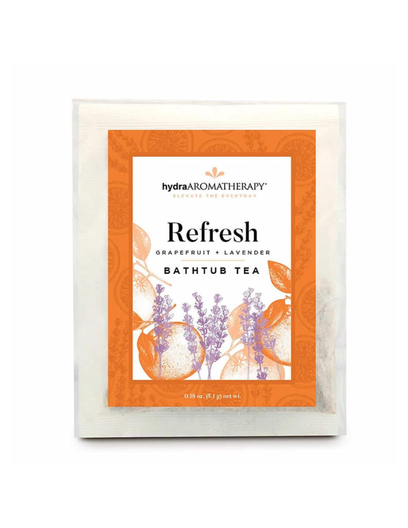 BATHTUB TEA - REFRESH - The Bathtub Tea provides all the benefits of an herbal bath without the mess. Made with natural herbs, flowers, and our essential oil blend, the elegant package fits perfectly inside a greeting card for a unique and thoughtful gift. Use it in the bath, as a facial steam, or as a foot soak. Scent profile: Tangy &amp; Sweet, Invigorating, Clean &amp; Fresh Blend elements: Grapefruit, Lavender, Sweet Orange Experience: Rejuvenates the mind and soul, and improves the mood Place in hot water to release essential oils for a steam-infused aromatherapy soak.