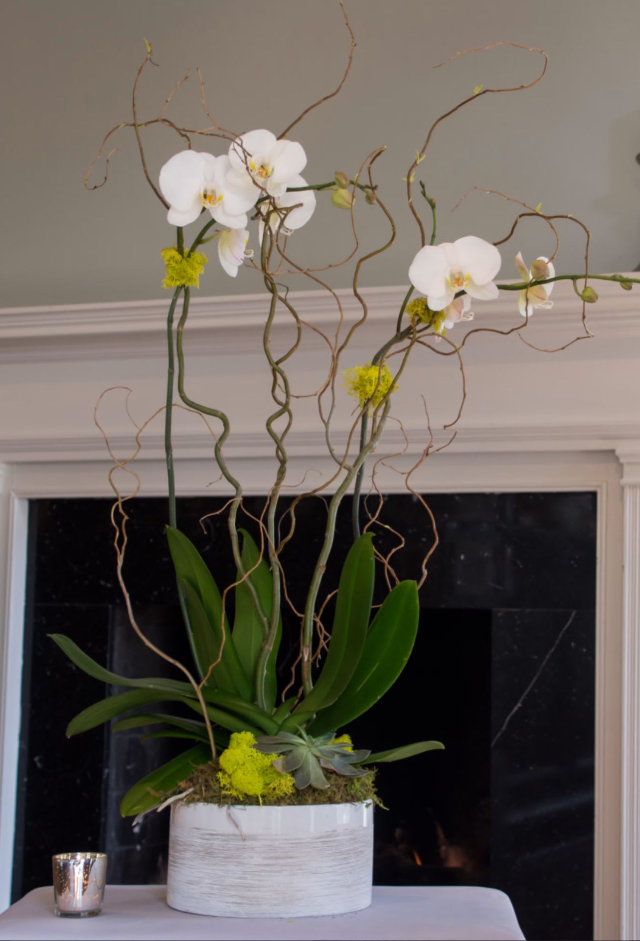 Two arrangements  Orchid table centerpiece, and a tropical Meadow centerpiece  -  This package comes with one orchid, planter, decorated with rocks and moss, with succulents   and a cut flower arrangement You can display on your counter dining room table  