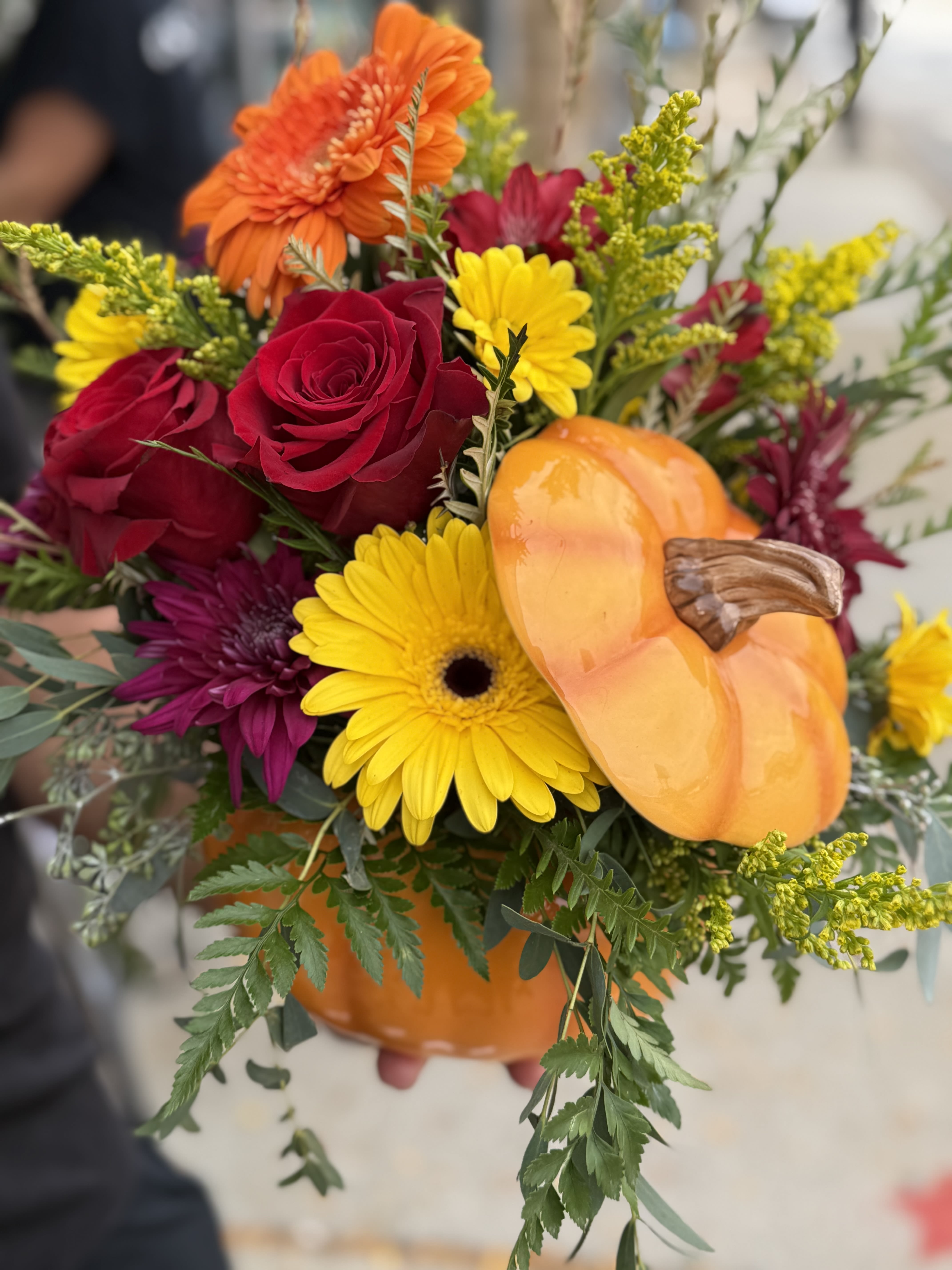 Pumpkin-Orange - Our cute orange pumpkin filled with red, orange and yellow fall color vibes. 