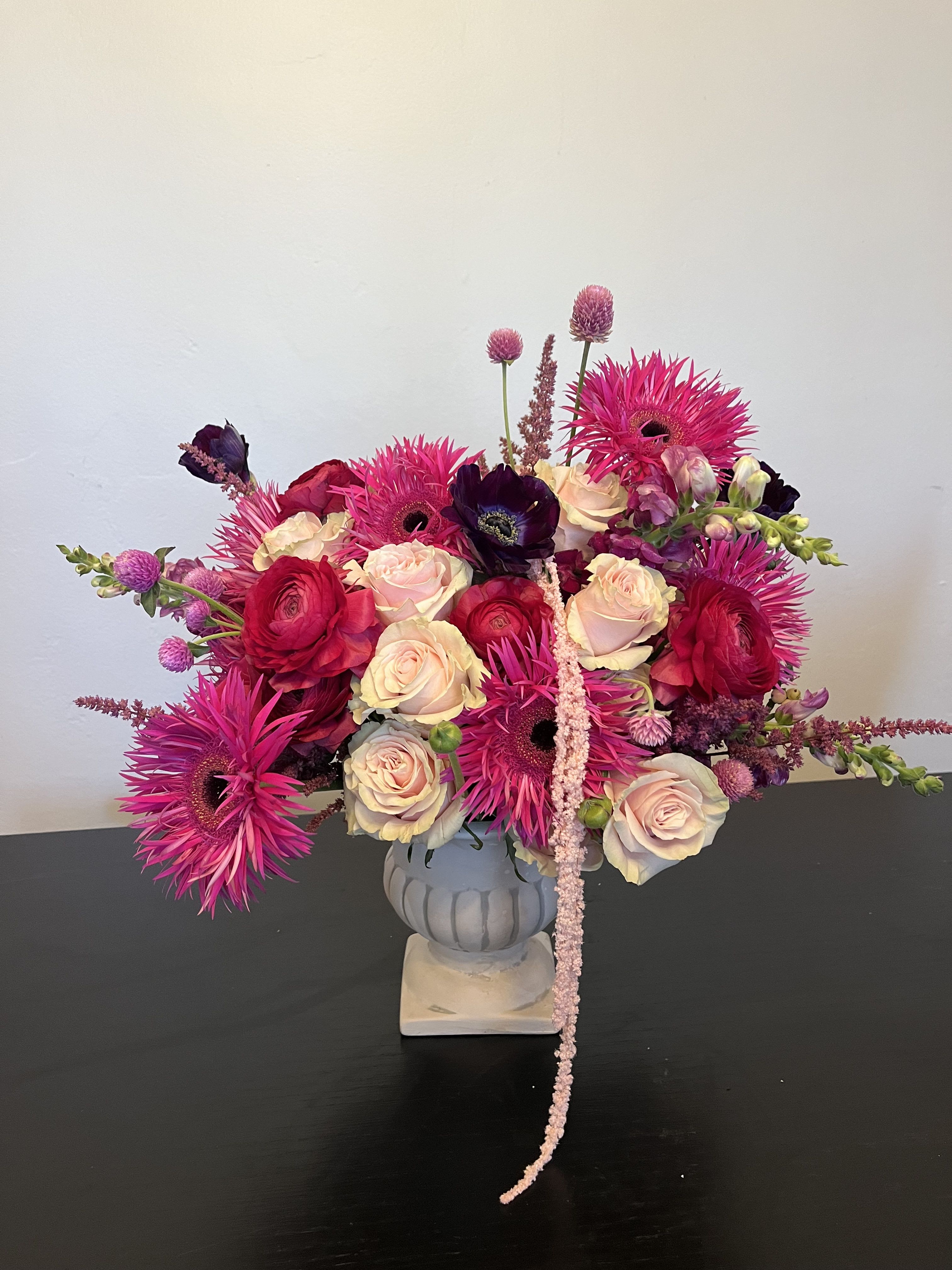 Petal Bliss  - Bright and beautiful mix of roses, dahlias, anemones, allium and amaranthus 