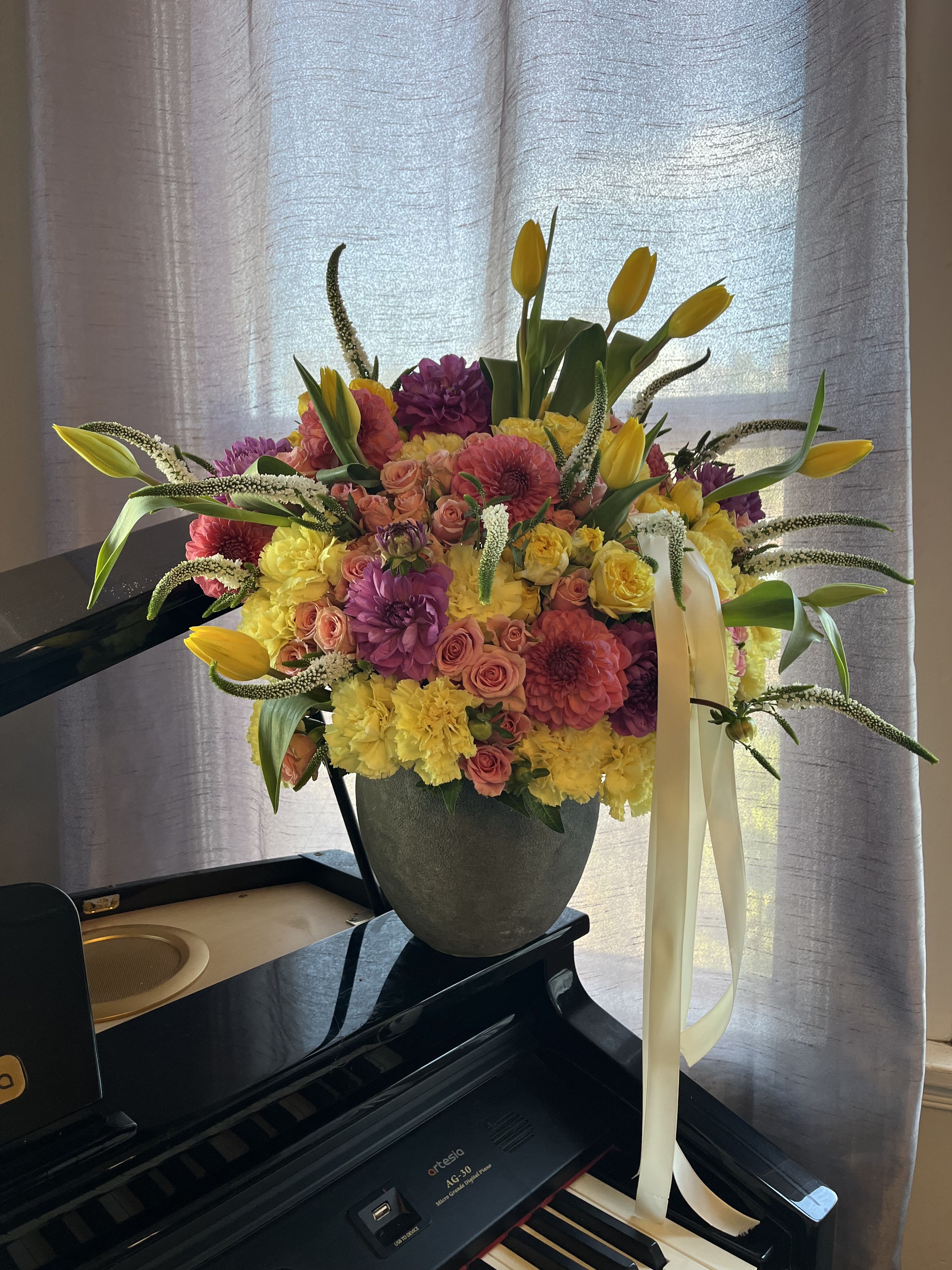 Garden of Posies - roses, tulips and dahlias perfectly combining a beautiful symphony  