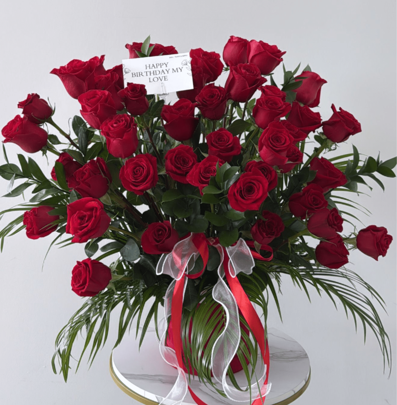 Three Dozen Roses Three Dozen Roses - Luxury three dozen roses in a suede red box! Please note that florists may need to make substitutions based on inventory to ensure the freshest blooms are delivered, while maintaining the arrangement's overall aesthetic.