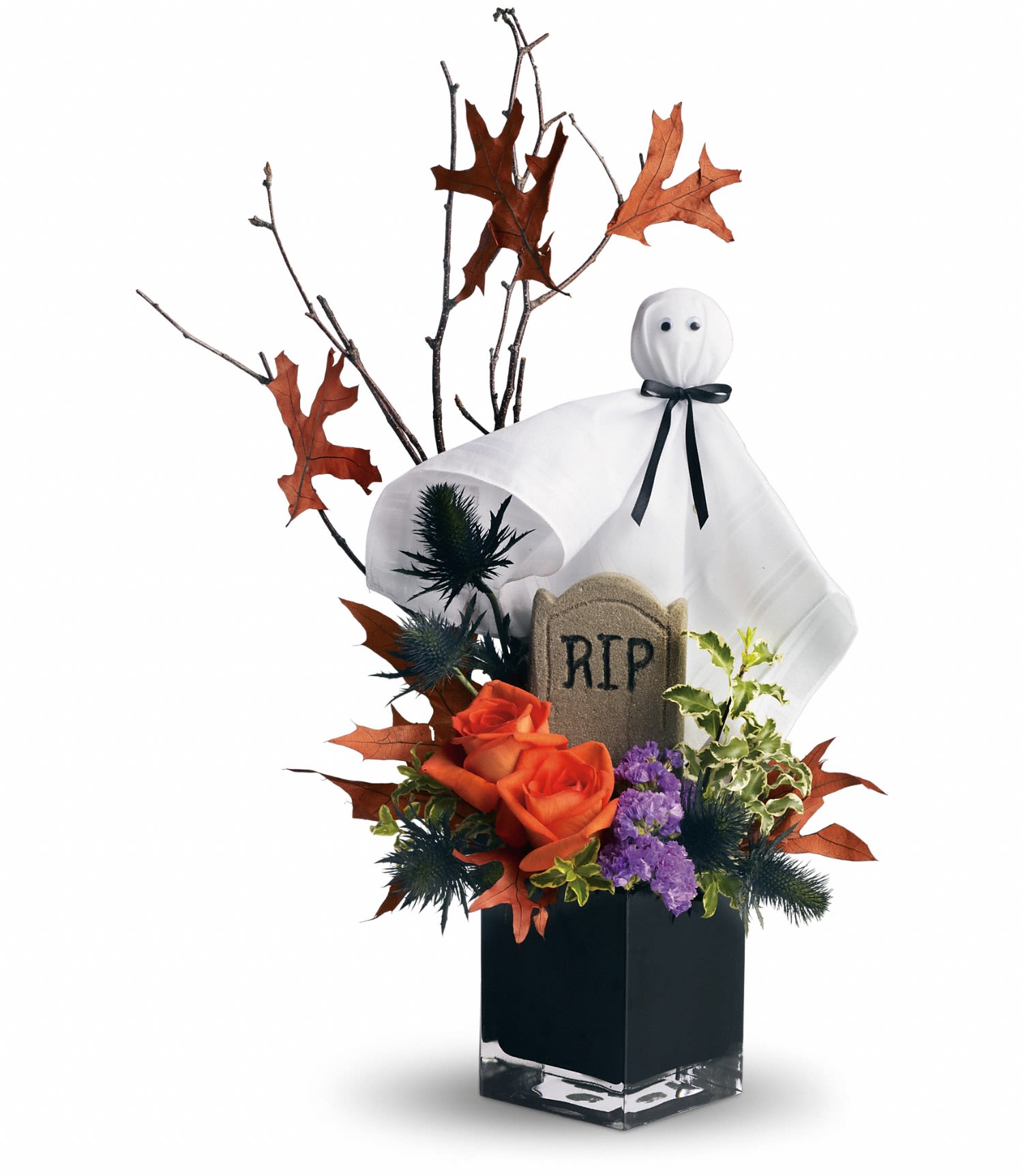 Ghostly Gardens Ghostly Gardens - What fun! A fabulous ghost boo-quet. Perfect for friends, family and colleagues because everybody loves a friendly ghost, especially when he's surrounded by fresh flowers.