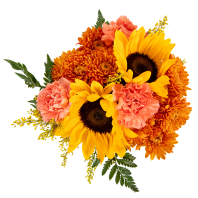 Pumpkin Pie Bouquet Pumpkin Pie Bouquet - Wrapped Bouquet with muted bronzes, yellows and oranges. Includes Sunflowers, Chrysanthemums, Carnations, mixed greenery. *Limited Stock; Only available for Thanksgiving Week - Saturday, November 22nd - Wednesday, November 26th.