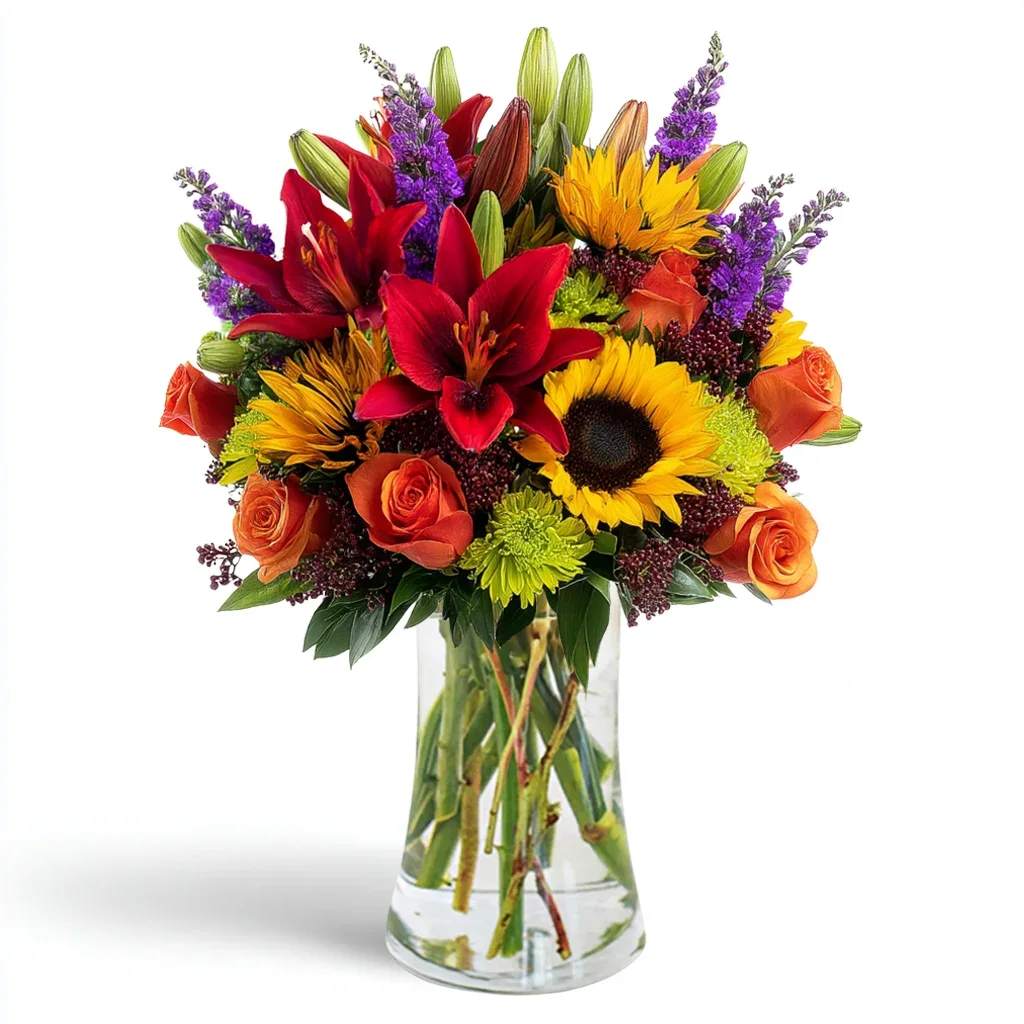 Amber Blaze - Bright and unforgettable, this striking bouquet celebrates fallâ€™s most radiant moments.