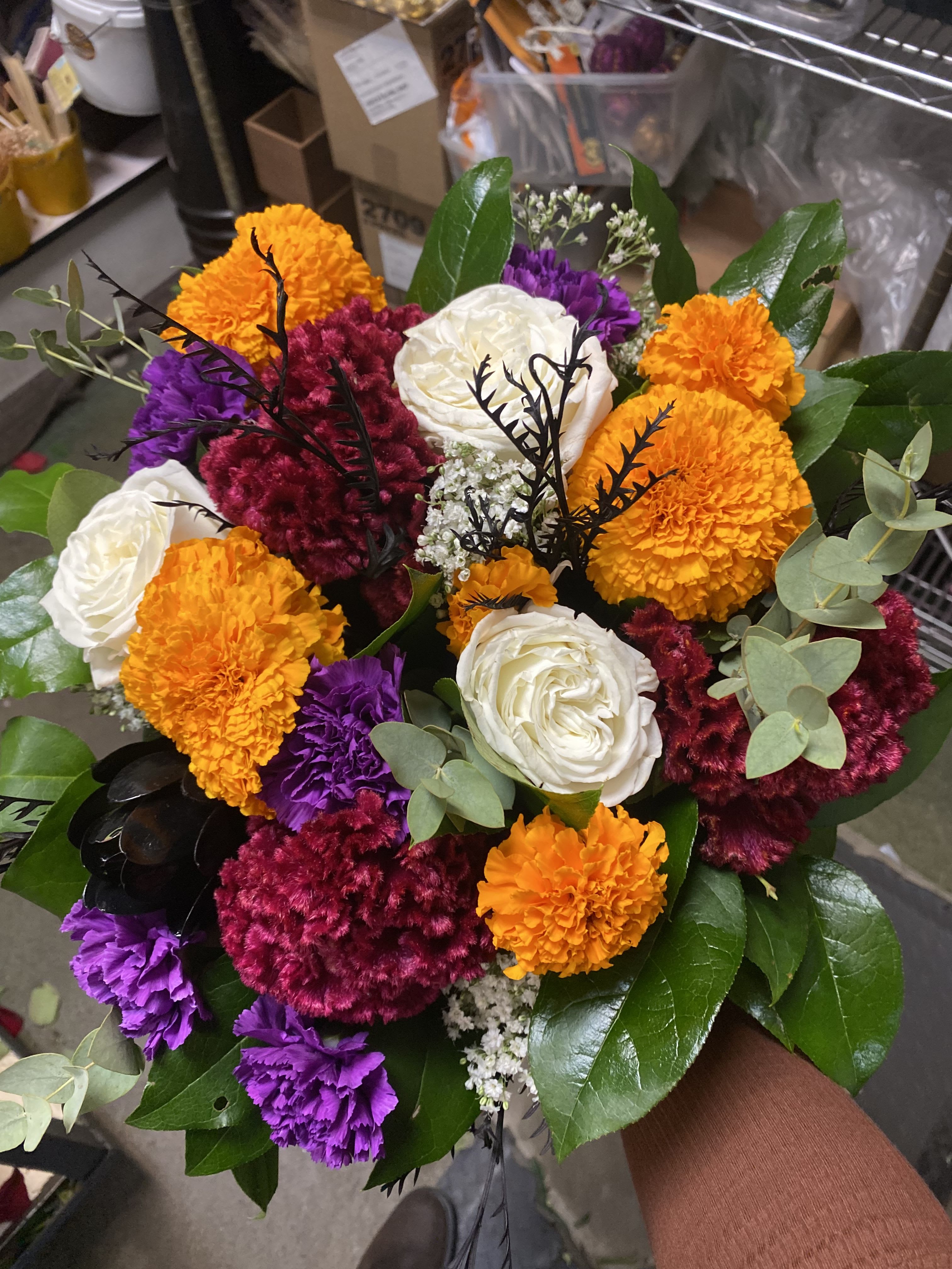 Designers Choice “Day of the Dead” Bouquet - We will create a beautiful mixture of popular Day of the Dead flowers.  Any requests can be made during checkout.  Greenery and Fillers Included.// Standard 14 stems// Deluxe 22 stems// Premium 30 stems//.