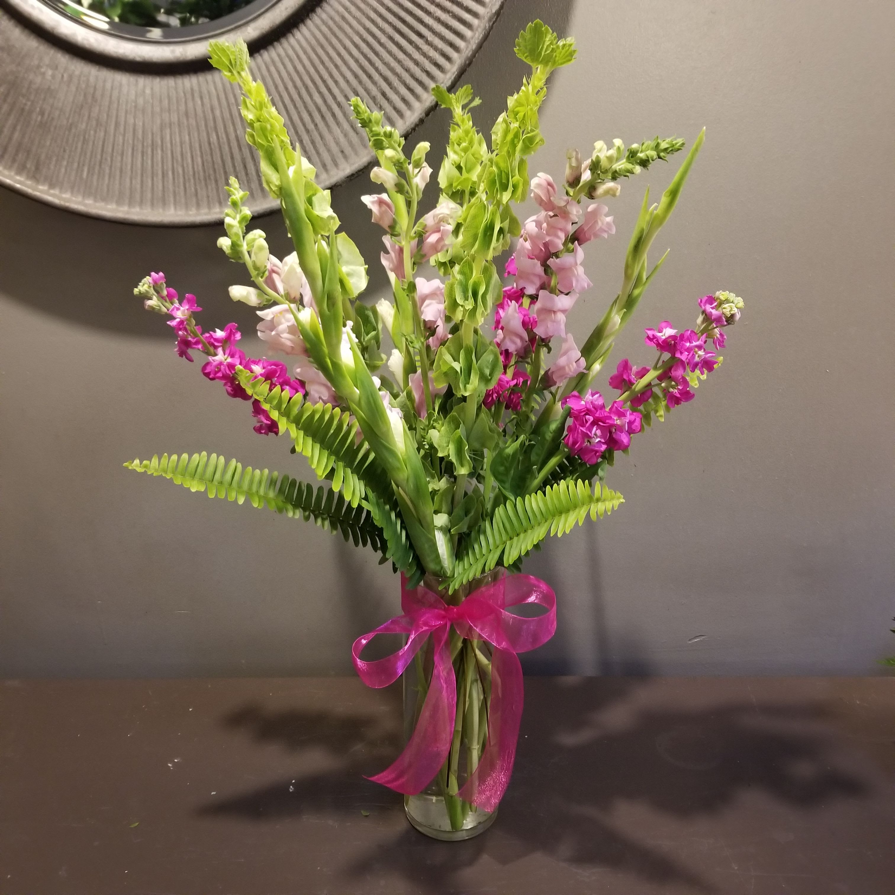 Written in the Stars - For Hope Chest Written in the Stars - For Hope Chest - This show-stopping bouquet is filled with snapdragon, delphinium, gladiola, stock, and more.  Measures approx. 28Tx15"W
