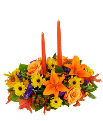 Centerpiece by Joni Delux shown Centerpiece by Joni Delux shown - Thanks giving centerpiece bursting with vibrant colors. Perfect hostess gift