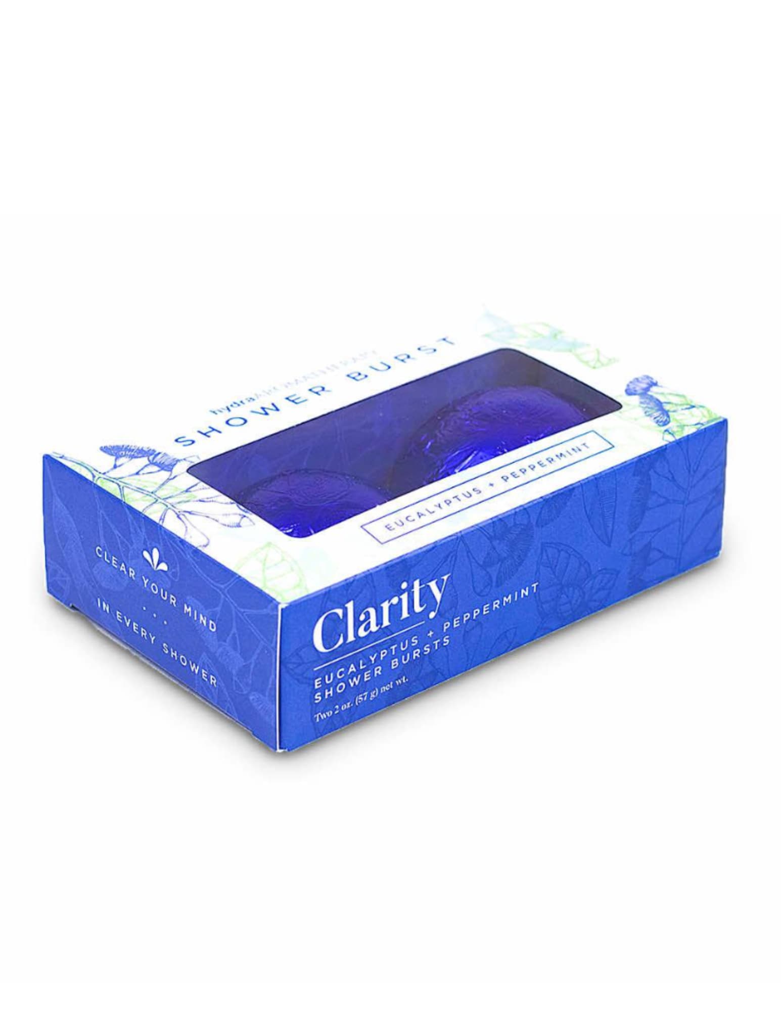 SHOWER BURST DUO - CLARITY - Experience the ultimate relaxation in your shower with the Shower Burst Duo. Specially crafted tablets come with a unique blend of eucalyptus, Peppermint, and Spearmint essential oils, providing a one-of-a-kind aromatherapy experience that will leave you feeling rejuvenated and refreshed. To use, simply unwrap one of the Shower Burst tablets and place it in the provided sachet. Hang the sachet in your shower, and let the water activate the tablet, releasing its mood-boosting essential oils. Once you have taken a shower, allow the tablet to dry, and when you shower again, rehydrate the tablet.
