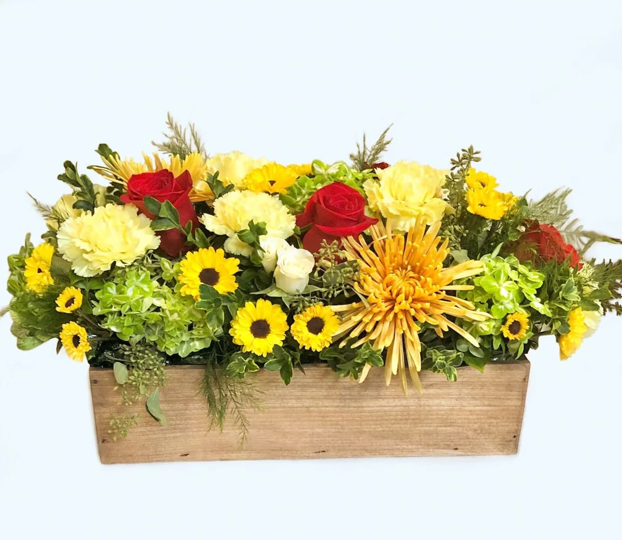 Autumn Long &amp; Low - A classic long &amp; low centerpiece in fall colors-- perfect for a Thanksgiving table.