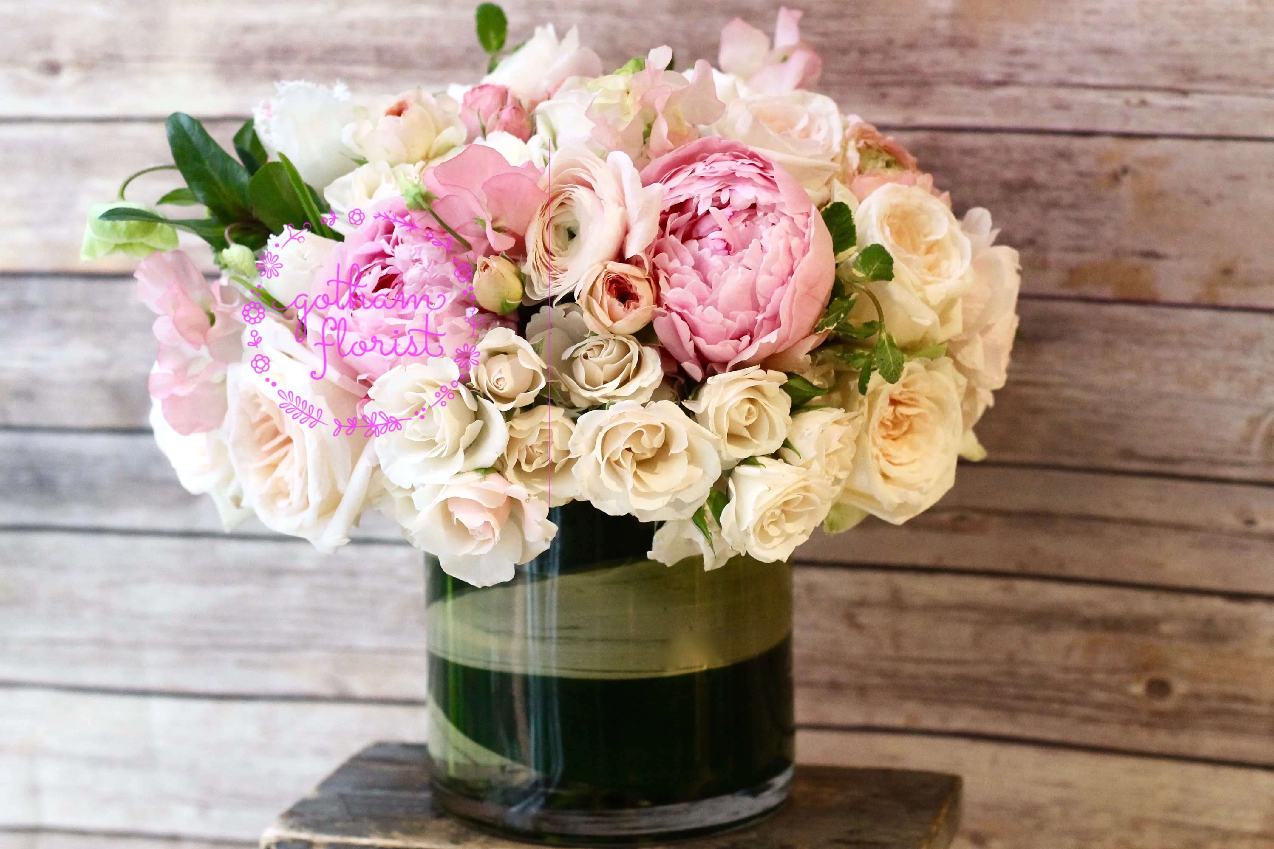 Princess Princess - Blush and white luxurious flowers. Pictured are garden roses, #peonies, and ranunculus. A gorgeous design for that special someone who loves all things peony! Send the best flowers from the best flower shop in New York. We offer same day flower delivery in Manhattan, Queens, Bronx, Brooklyn, Staten Island and West Chester counties. We have the prettiest and most luxurious flowers to choose from and our designs are unique and whimsical. We carry Peonies almost every day of the year!! Send the prettiest flowers from the best local, family owned small business florist in Manhattan. #flowers #flowerdelivery #peony #peonies #samedayflowerdelivery #wedding #flowershop #bestflowershop #bestfloristny #nycflorist #samedaydelivery