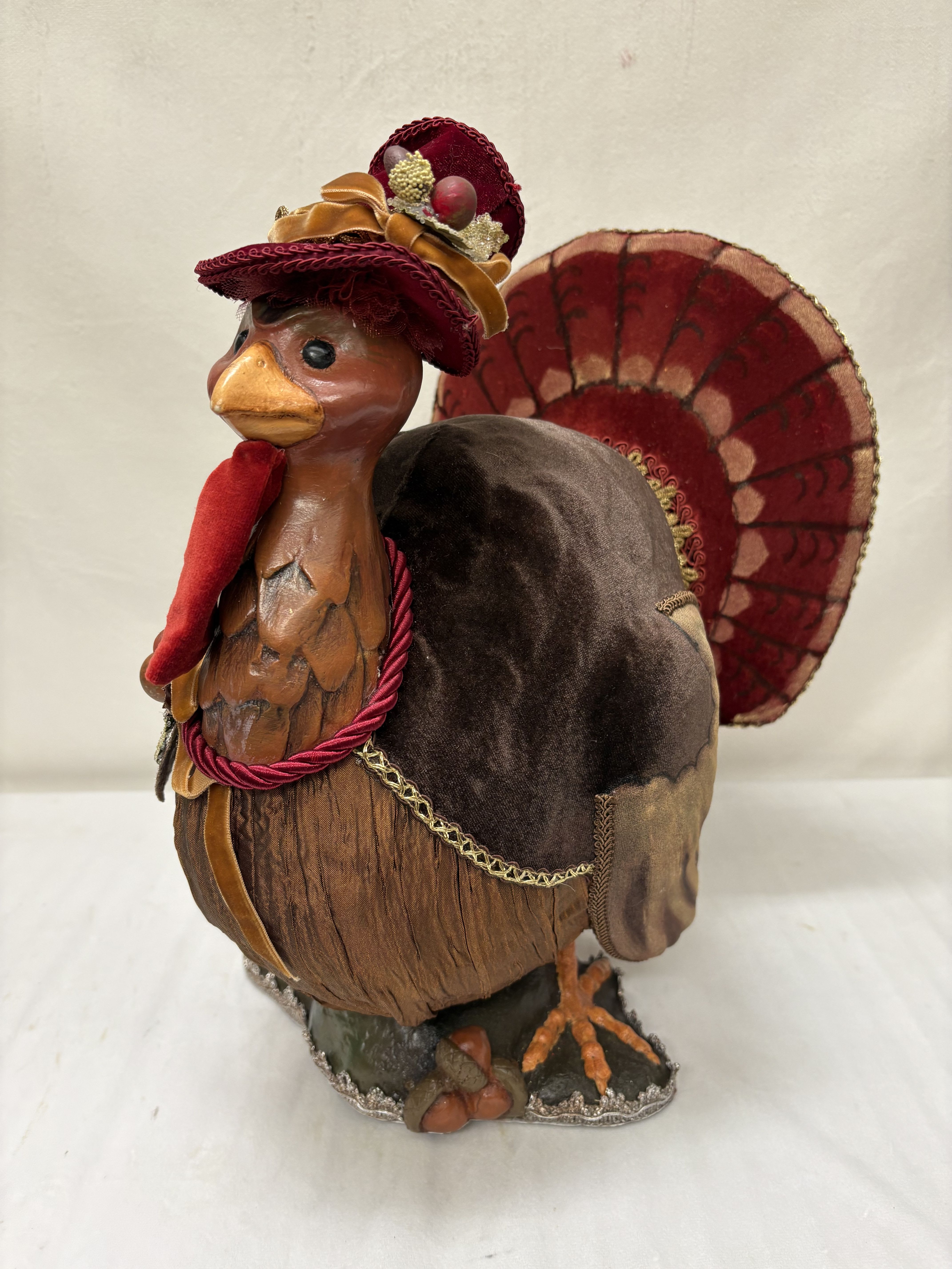 Sir Waddles Turley - Cozy elegance with festive charm, featuring a plush velvet body that radiates seasonal warmth. Making it a delightful accent for any harvest-inspired display.