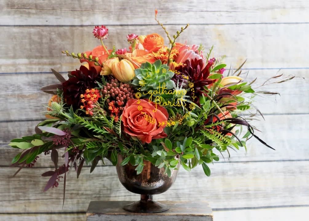 Flower Power Flower Power - Beautiful arrangement perfect as a centerpiece. Also a great thank you gift! Designed into a pretty mercury vase with seasonal flowers. Premium floral delivery in New York City.