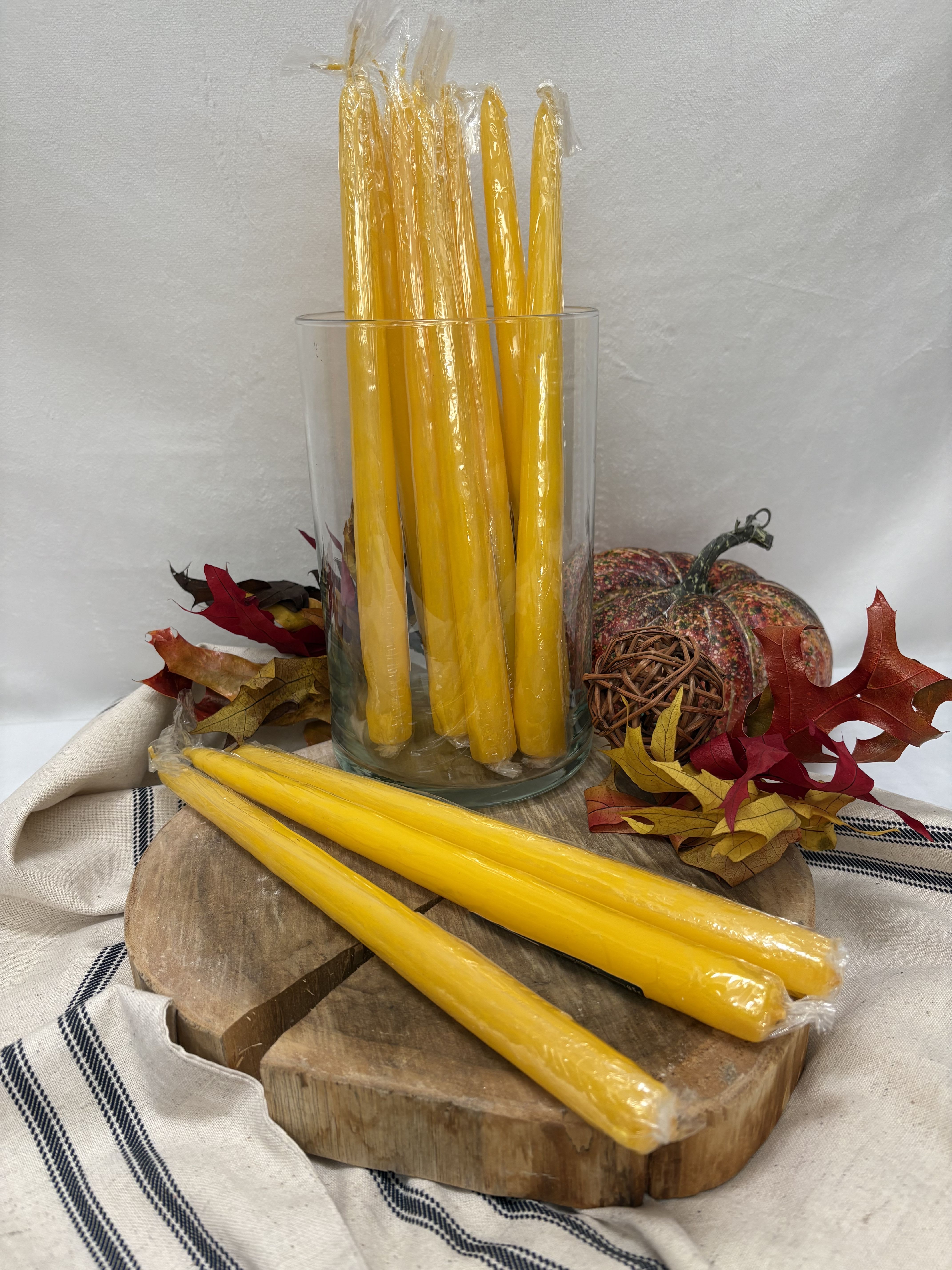 Autumn Yellow 12&quot; Tapers - Create a cozy environment with these local dripless tapers  Price is per taper