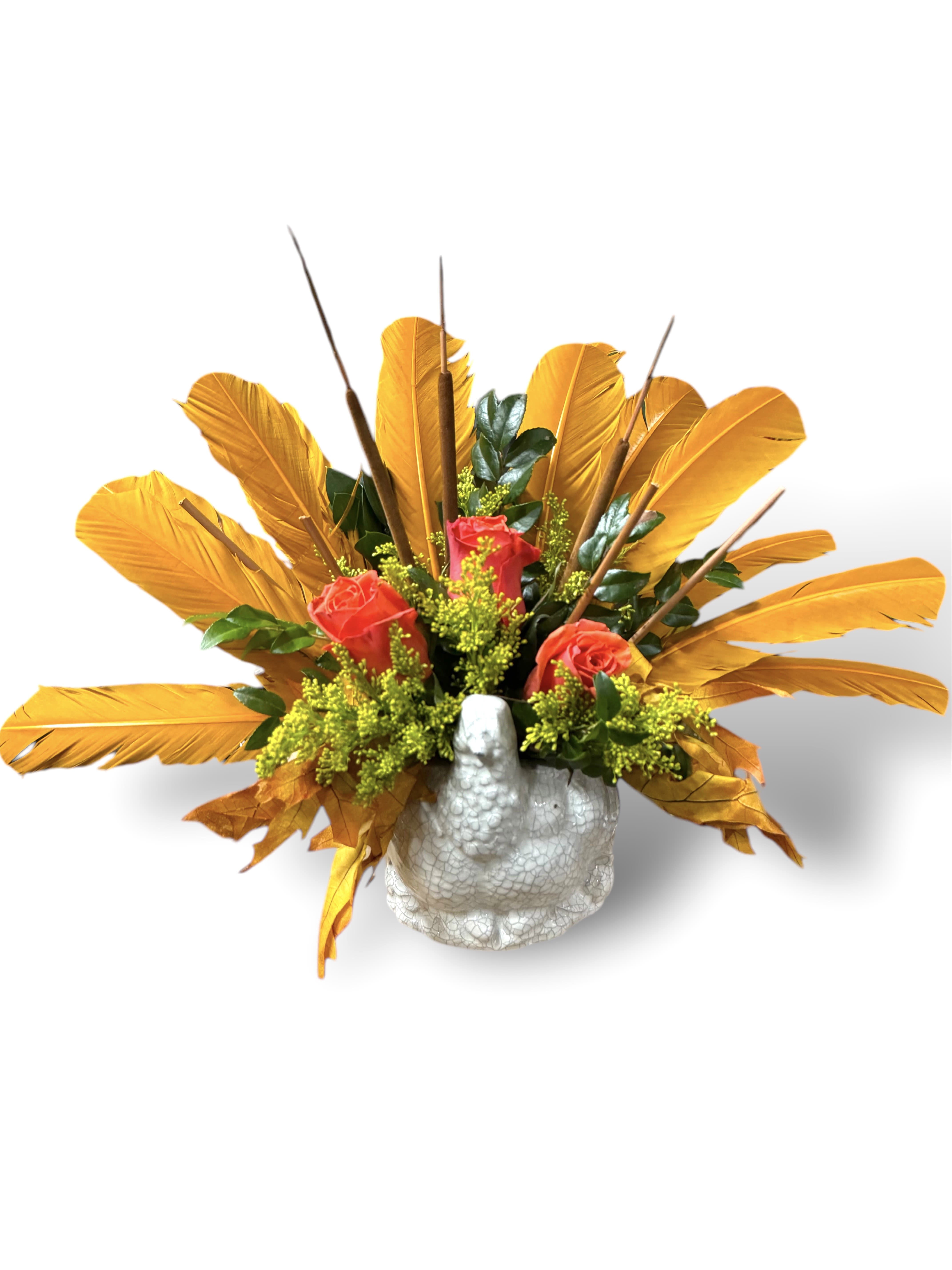 Tom the turkey - A beautiful, unexpected surprise with this Ellie Kemper, all white arrangement to Greece any table