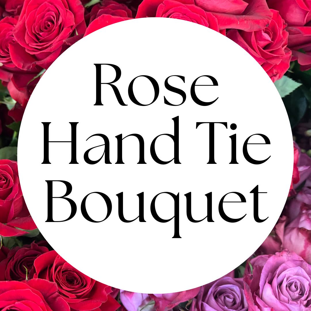  Rose Hand Tie Bouquet  - Standard price is- One dozen roses Deluxe Price is- Two dozen roses Premium Price is- Three dozen roses  Roses are arranged with filler flowers and greens and wrapped in paper with a bow. If you have a rose color preference leave us a note, and we will try our best to accommodate your request.  Delivery Info- We make all of our deliveries after 1pm every day. If the weather is very cold, we prefer not to leave the flowers outside. Please let the recipient know that they should expect delivery.