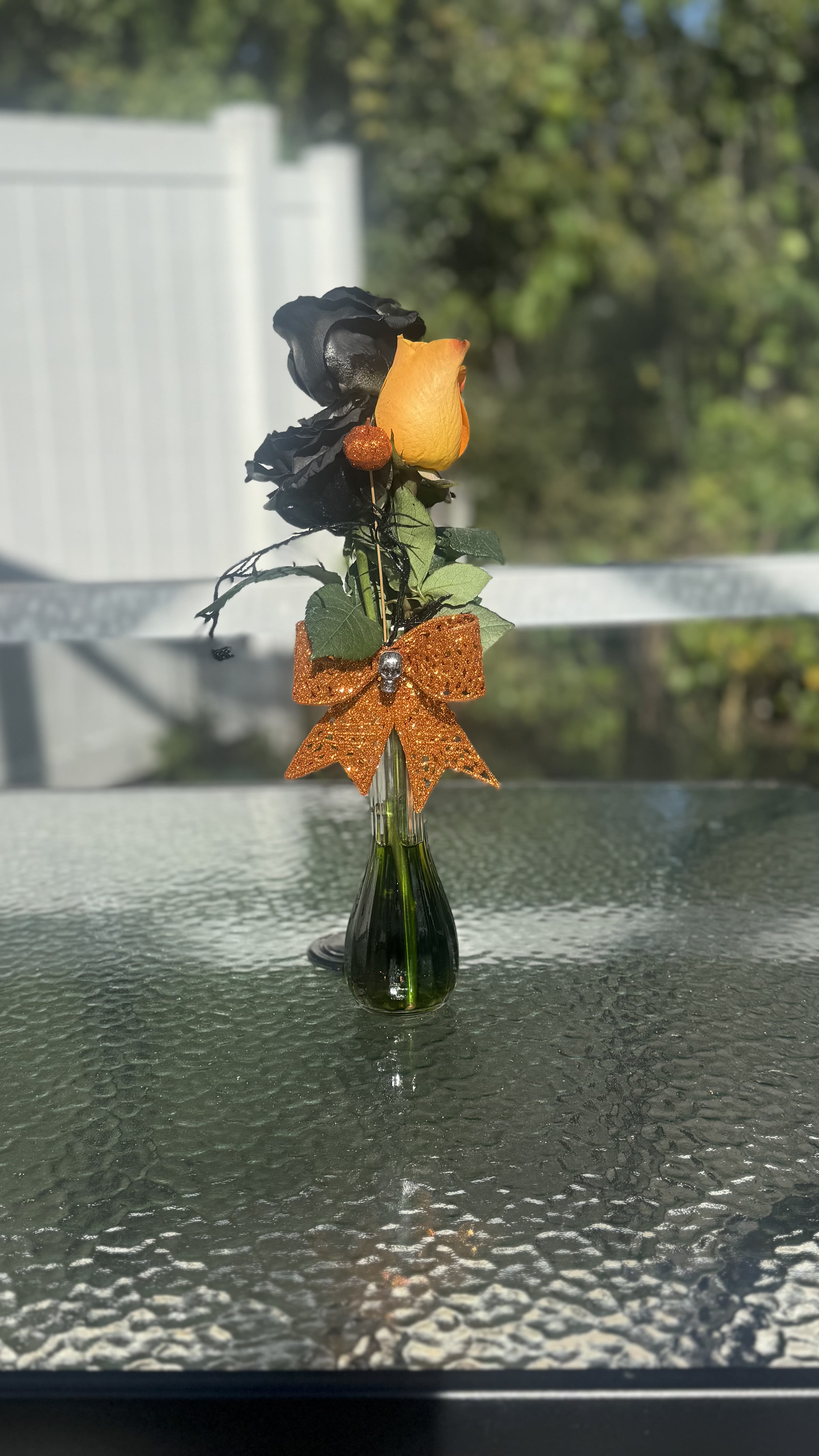 Spooky Halloween Vase 3r - This little bouquet has bat-titude!  Perfect to treat someone special this Halloween