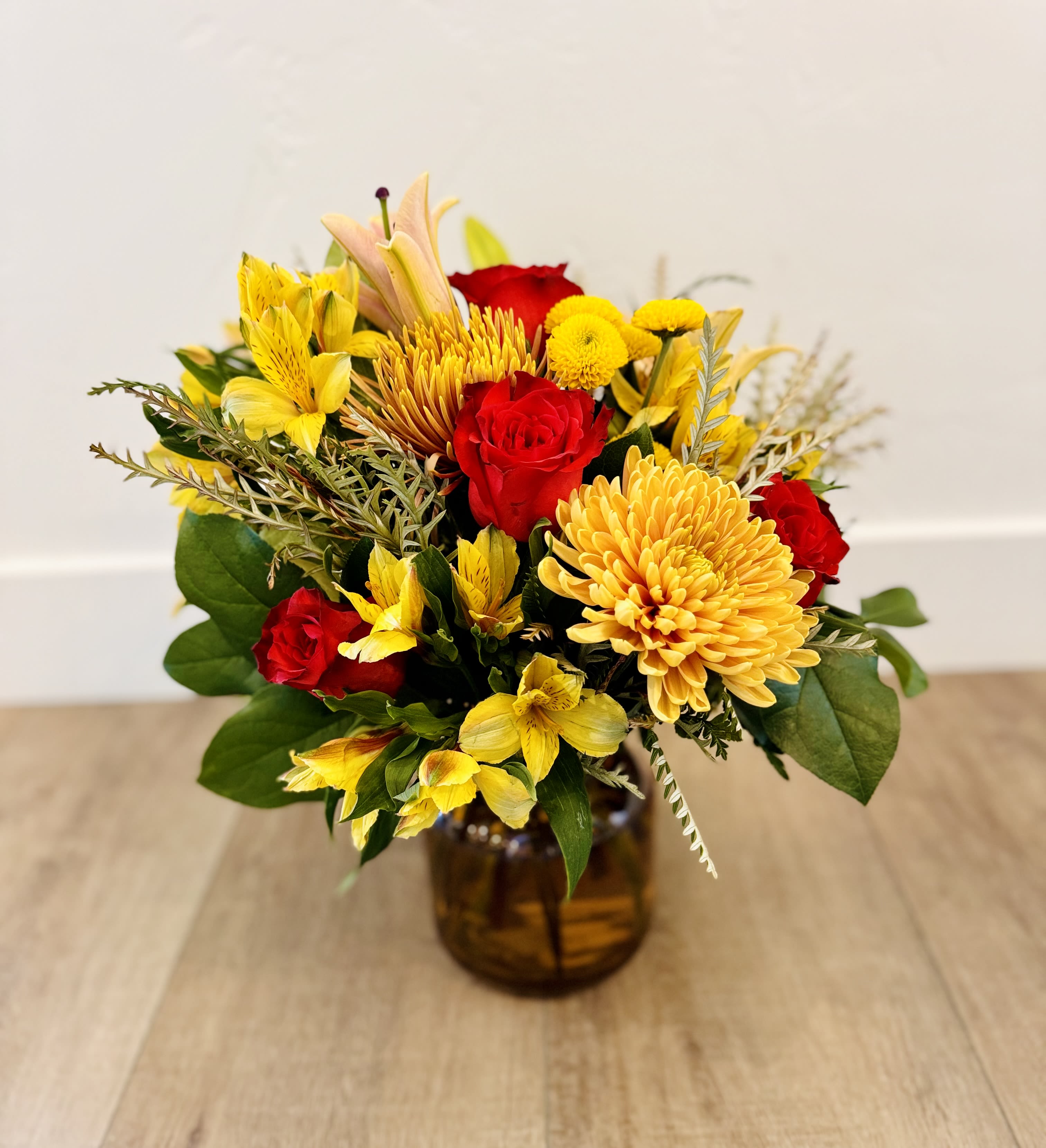 Fall for Yellow - A beautiful Fall Floral, Featuring yellow.  Perfect to make anyone's day brighter!