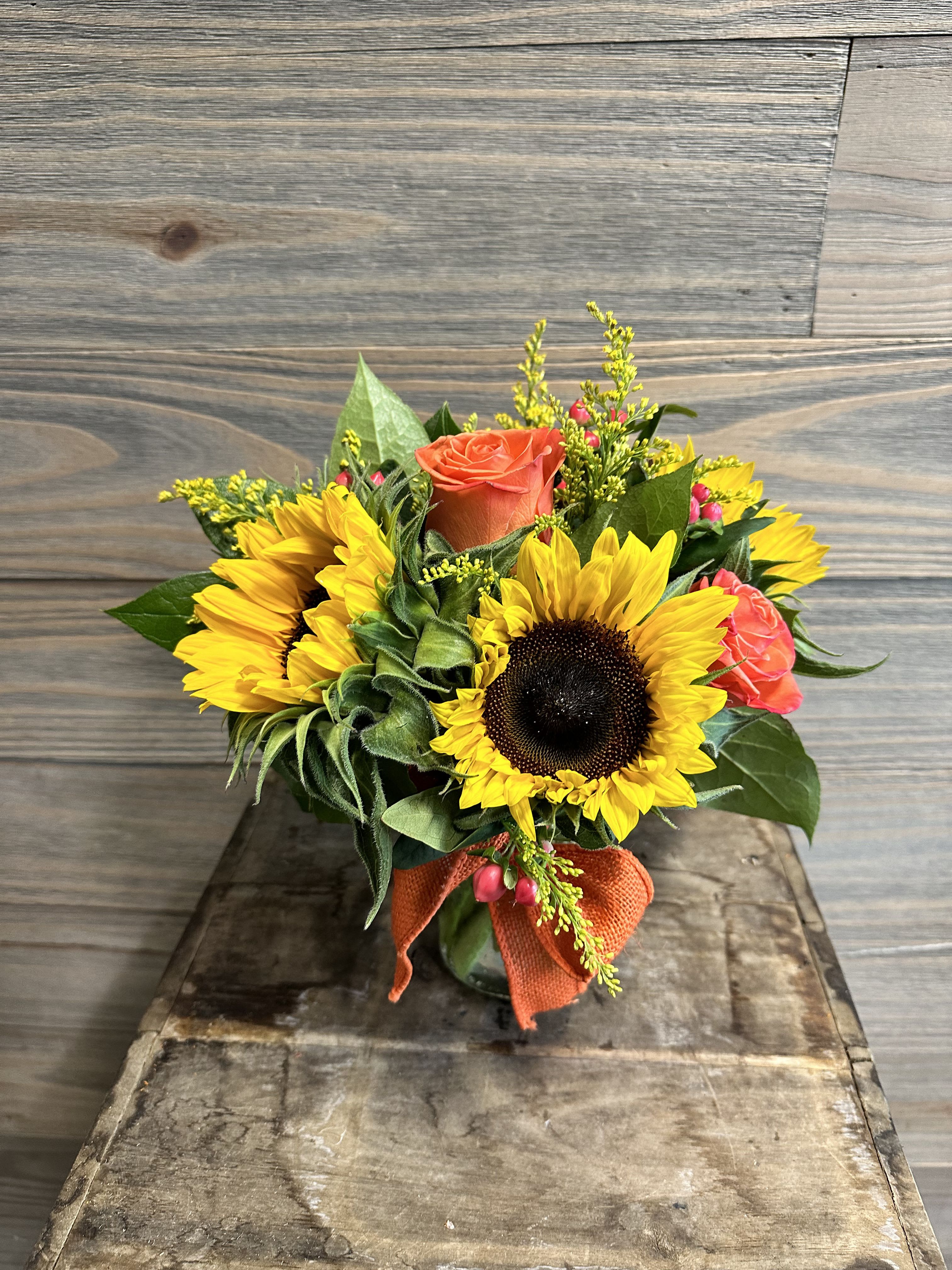 Fall in a Jar - Simple mason jar of fall blooms.