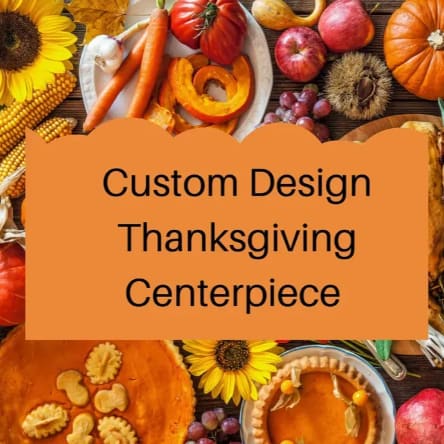 Designer's Choice Thanksgiving Centerpiece - Let our talented designers a centerpiece for you or for your loved one's Thanksgiving table!   Use our standard price option for a round centerpiece or the deluxe option for a long and low which is perfect for a larger table.