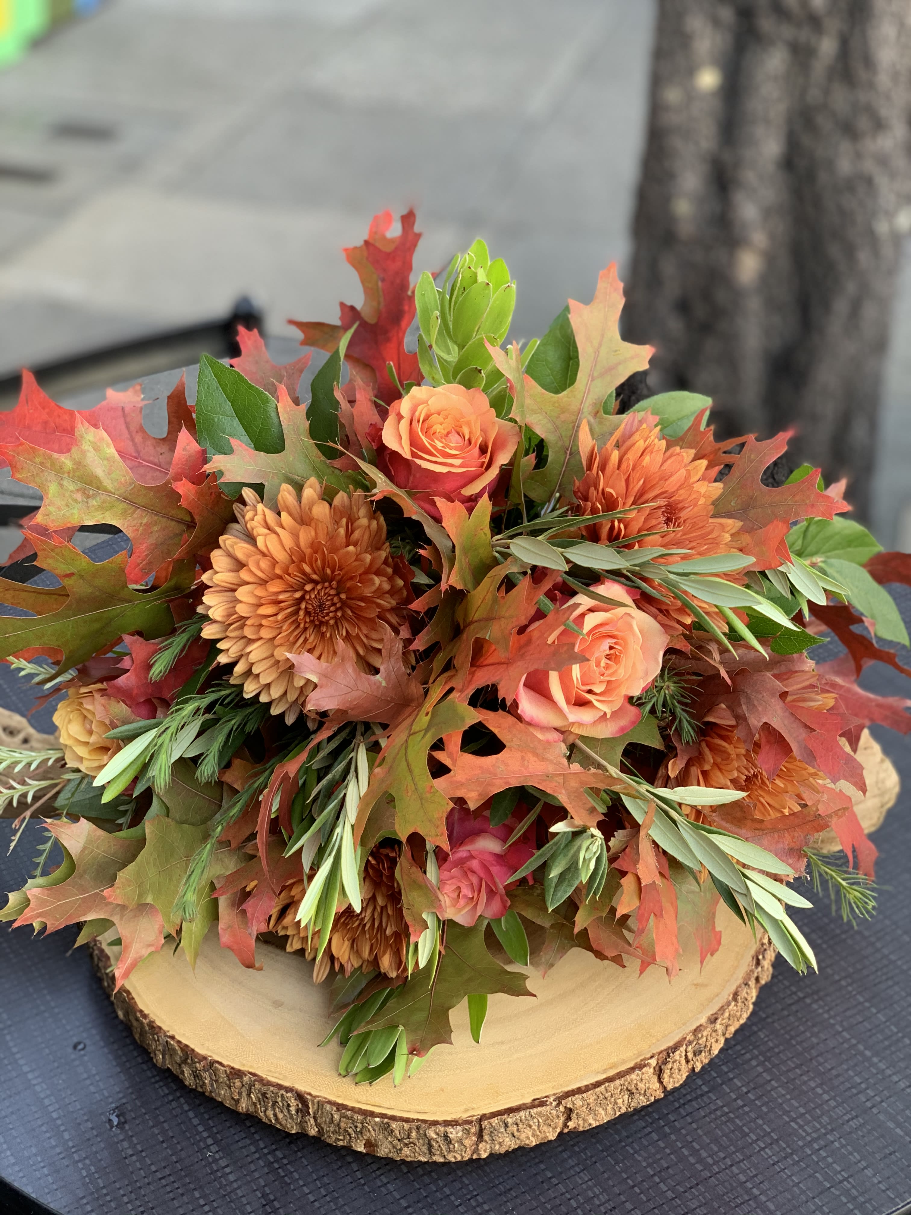 Autumnal  Bespoke Bouquet  - Classic fall blooms and colors. Markets best pick of autumnal flowers and foliages. Wrapped.