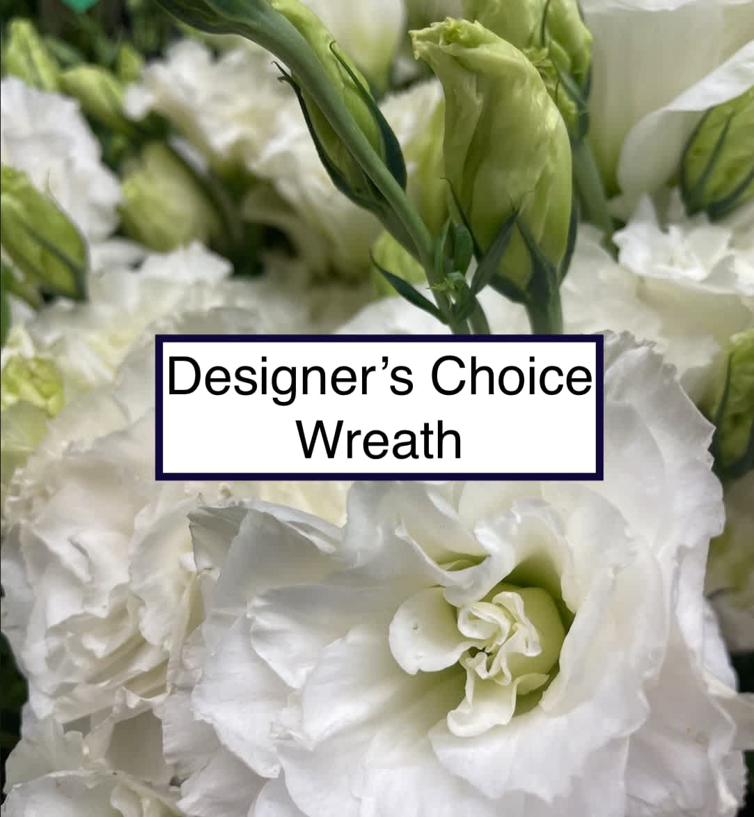 Designer's Choice Wreath - Didn't see a color theme you liked on our wreath section? Let us know what colors you would like and we'll create a new design for you. Flowers will be seasonal and fresh; Design is up to the designers in this case. Trust them, they are the best in LA.    We include easel, printed banner, and delivery (some fees may apply). An additional banner can be added for $15    We include easel, printed banner and delivery (some fees may apply). An additional banner can be added for $15.    Standard size is 30'', deluxe is 36'', and premium is 42''.