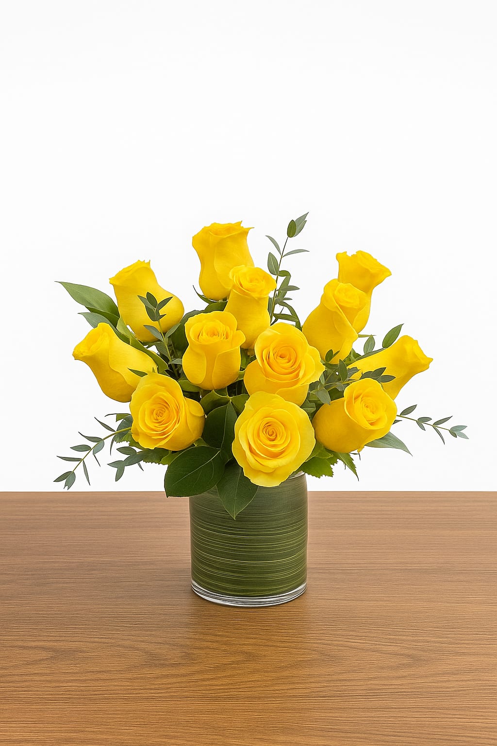 Sunny Yellow Roses - Bring a burst of sunshine to any room with our Sunny Yellow Roses arrangement. This radiant bouquet features one dozen yellow roses artfully arranged in a modern glass vase with lush greenery. Perfect for brightening someone’s day, celebrating a special occasion, or adding warmth to your home décor, these roses symbolize friendship, joy, and new beginnings.  Each arrangement is handcrafted by our expert florists in San Francisco, ensuring the highest quality and freshness. Whether you’re sending flowers for a birthday, thank-you gift, or simply to spread positivity, Sunny Yellow Roses delivers happiness in full bloom.