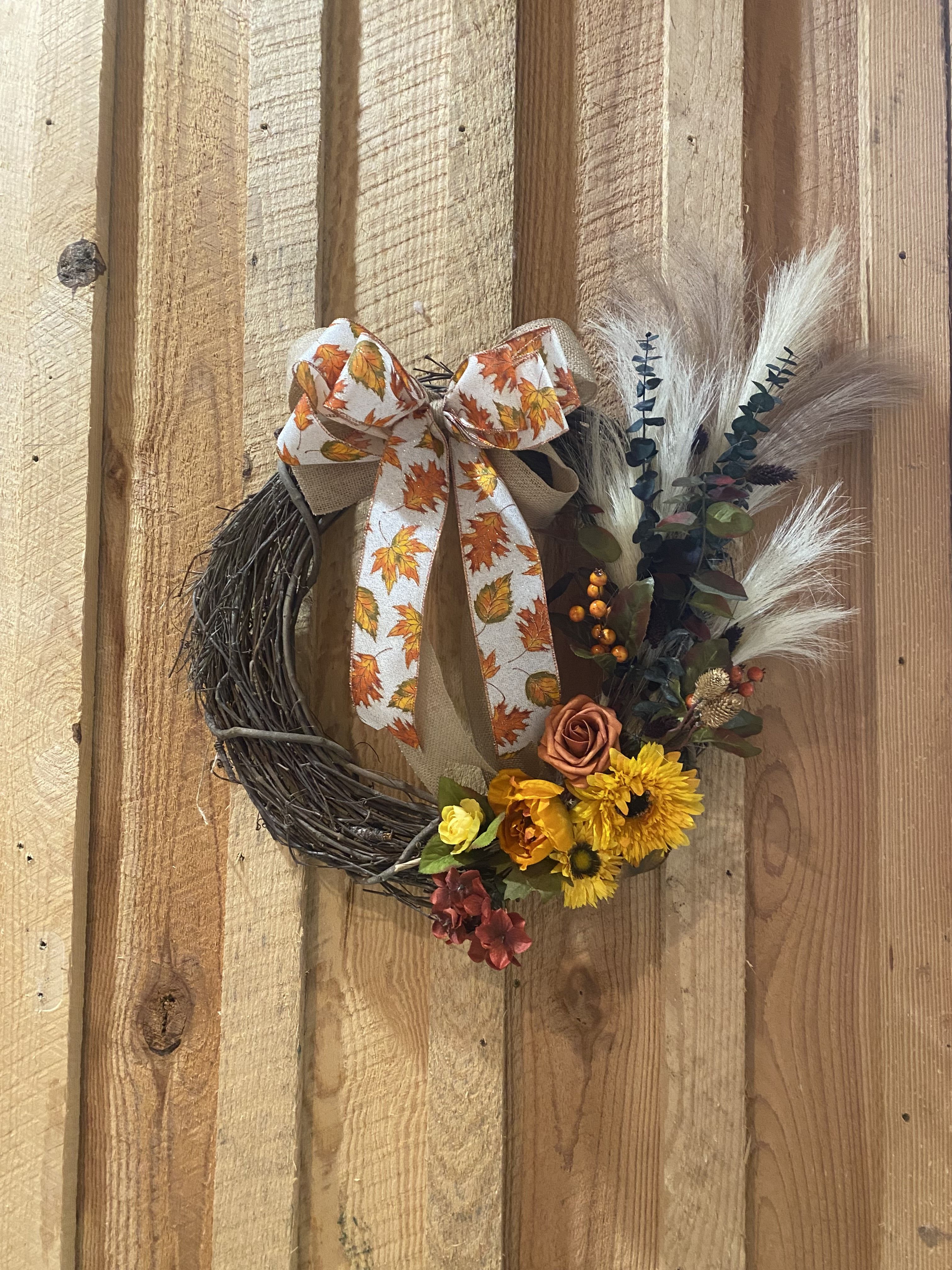Fall Wreath 1 - Fall wreath with silk florals