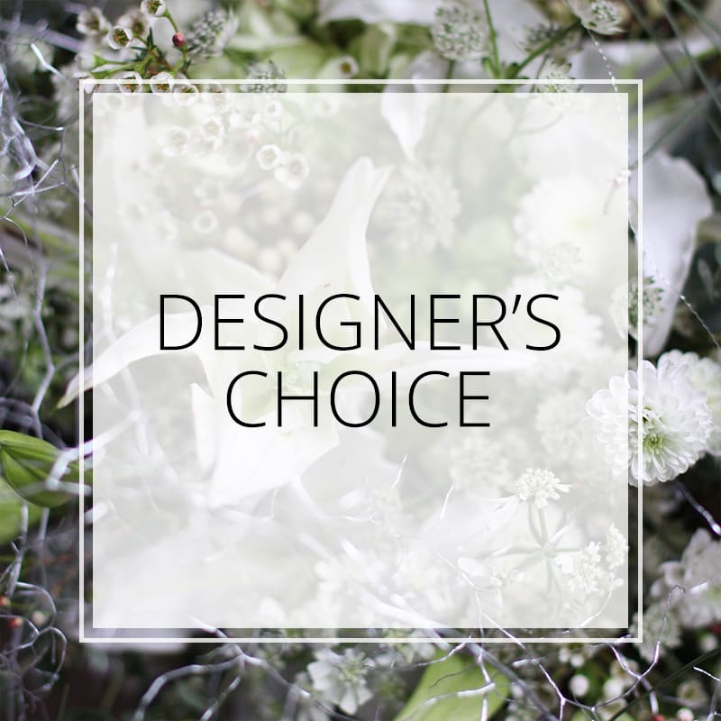 Designer Choice- Snow White Garden - Designer pick seasonal bloom in different shade of Ivory with green create a classy elegant arrangement for all occasion